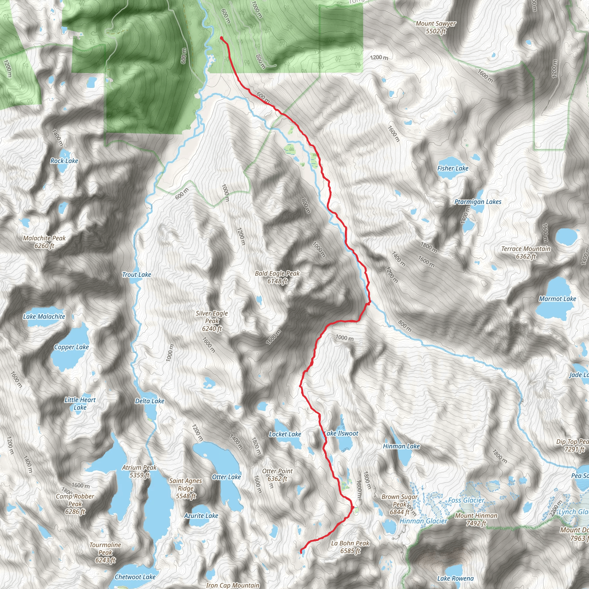 Necklace Valley, Jade Lake and Tank Lakes Boothpath Trail mobile static map