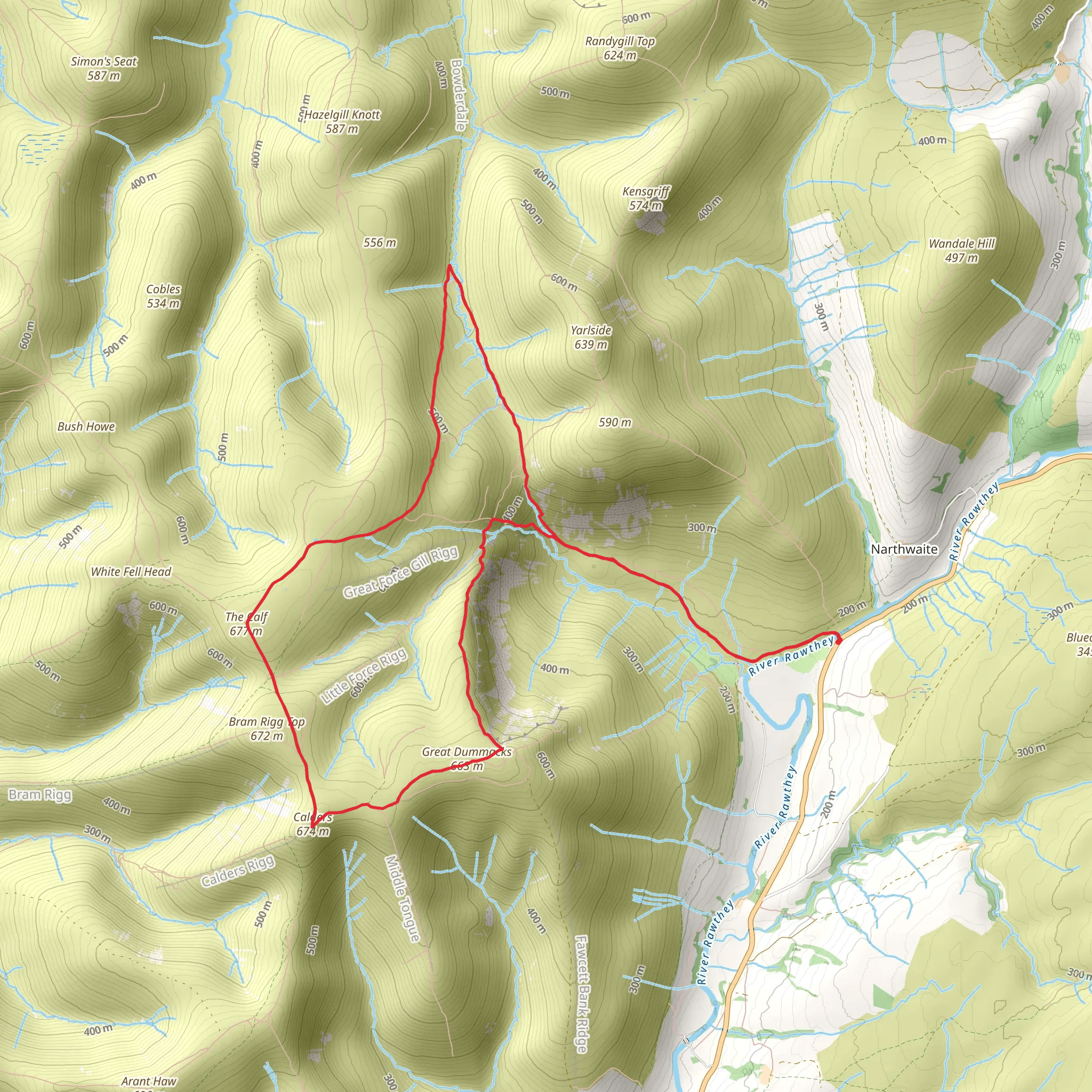 The Calf, Calders and Great Dummacks Loop mobile static map