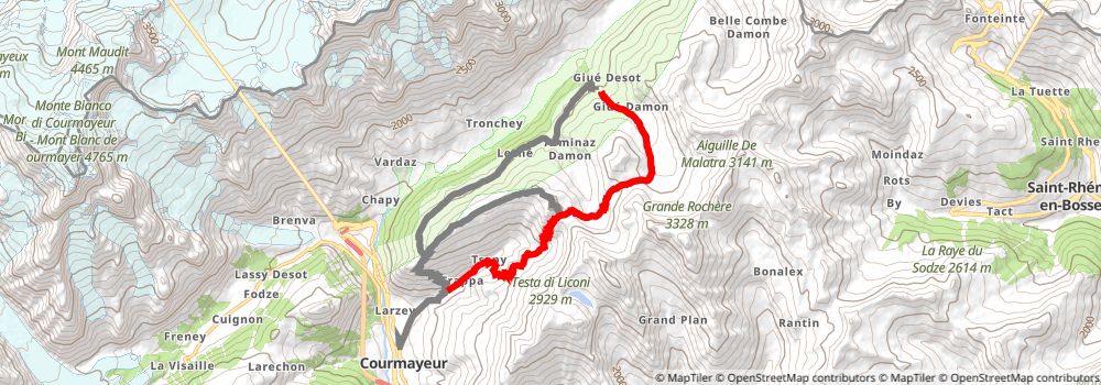 Tour du Mont Blanc alt 10 Map