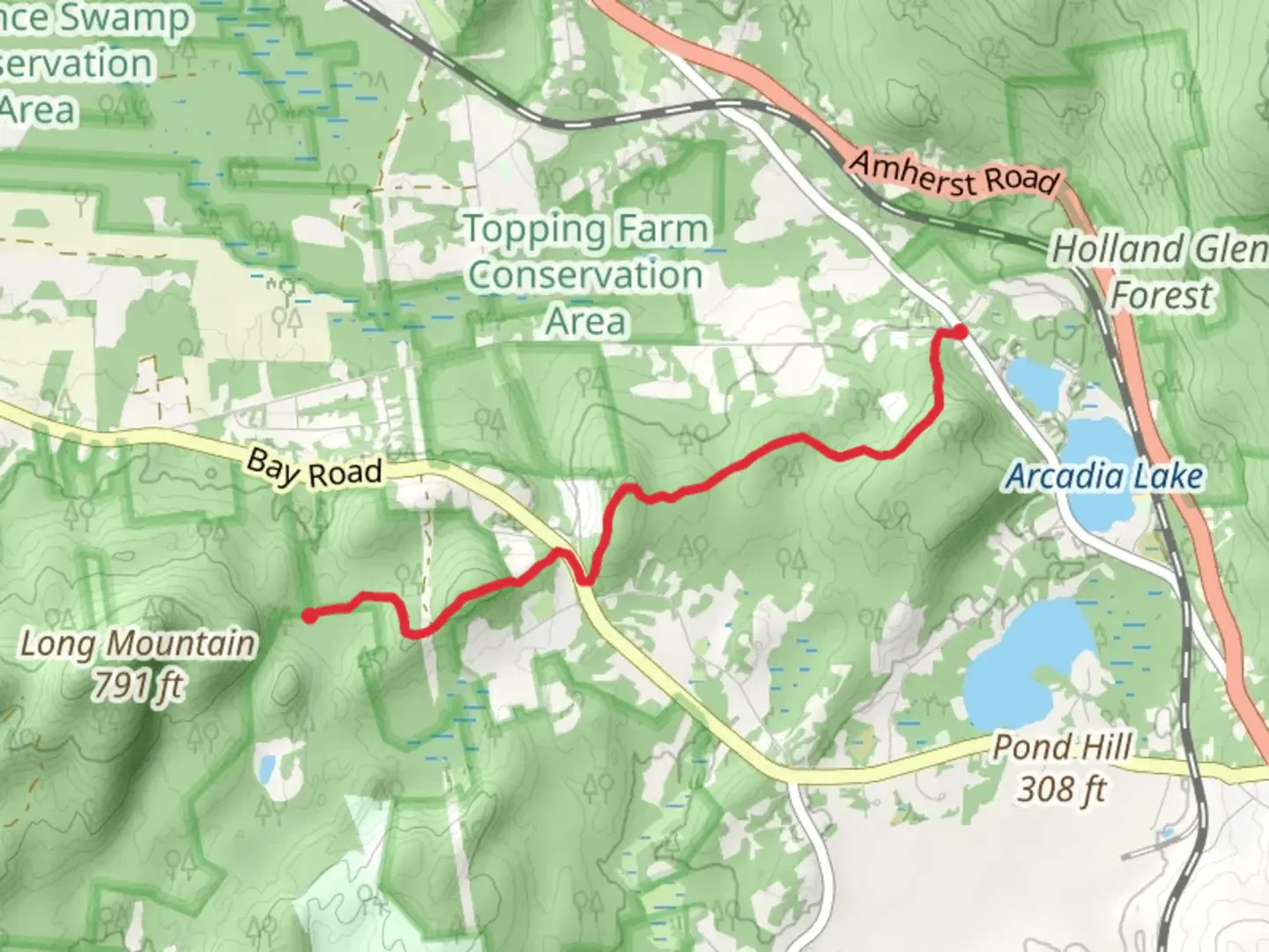An image depicting the trail Warren Wright Road Conservation Area Point to Point and its surrounding area.