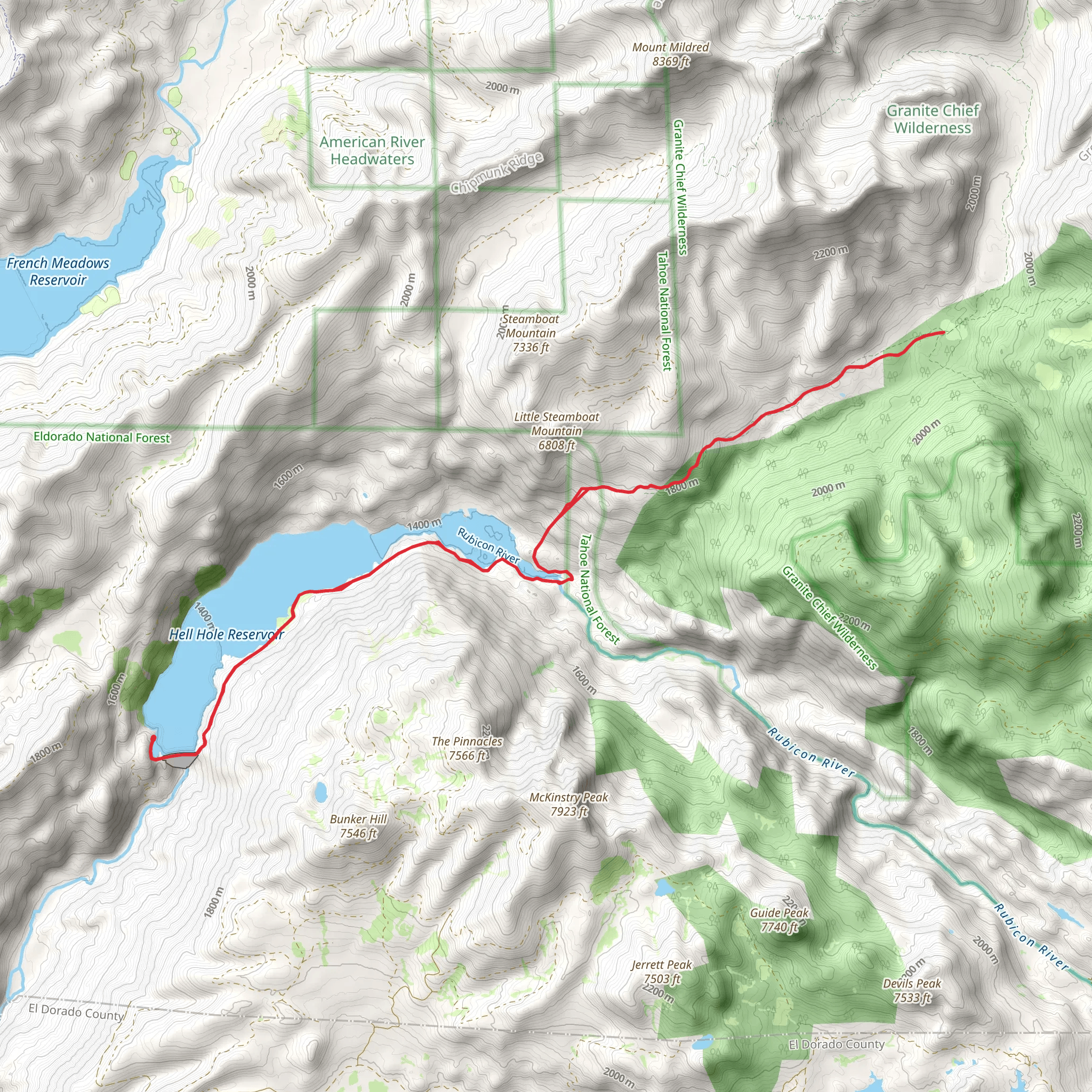 Hell Hole Trail mobile static map