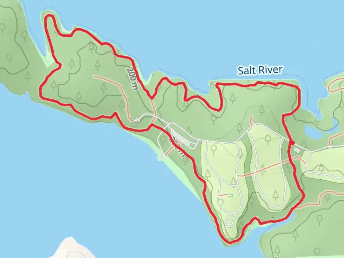 An image depicting the trail Post Oak Trail and White Oak Loop Trail and its surrounding area.
