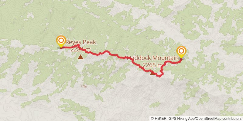 Reyes Peak Trail stage 2 Map