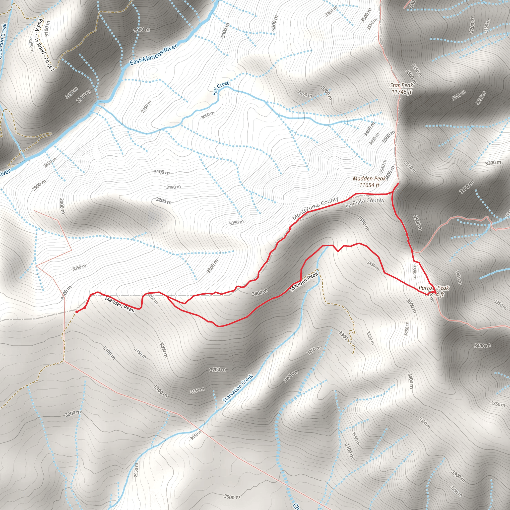 Madden Peak and Parrott Peak Loop mobile static map