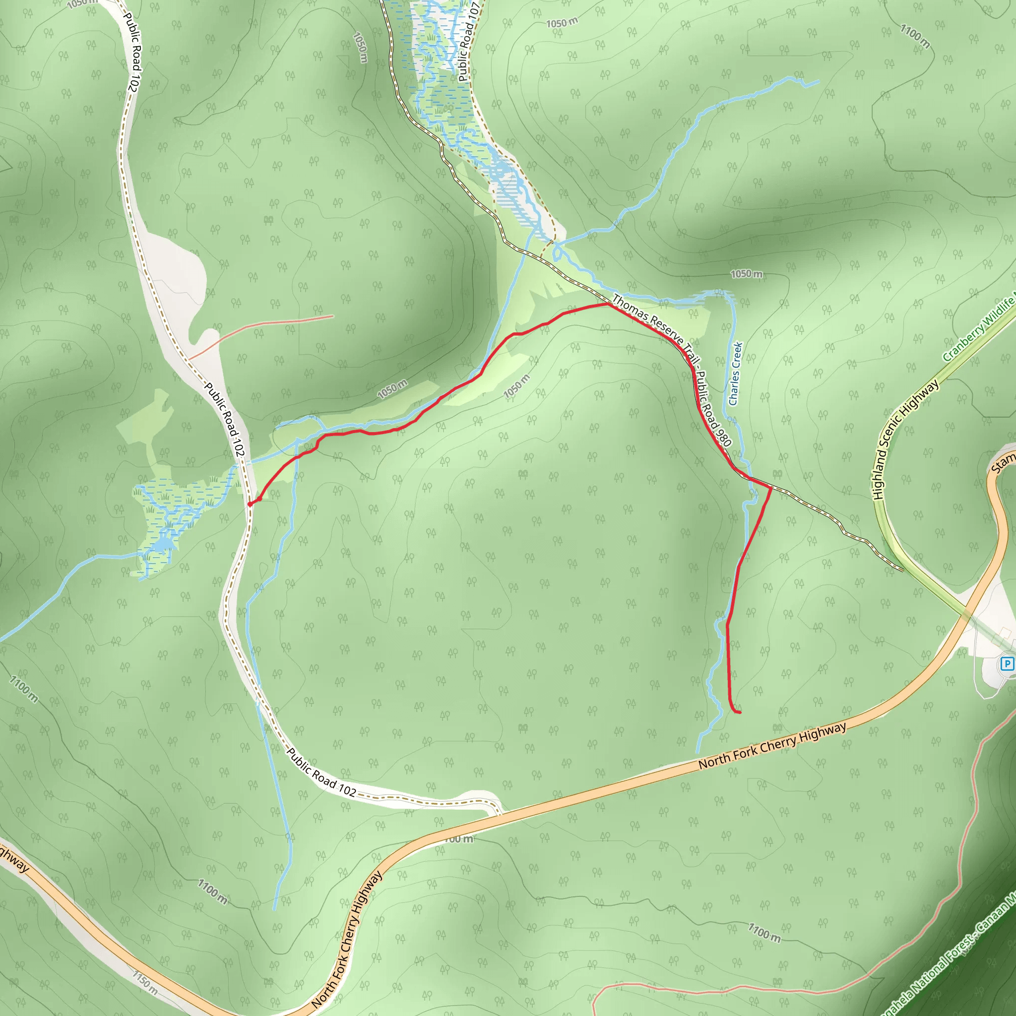 Charles Creek Trail mobile static map