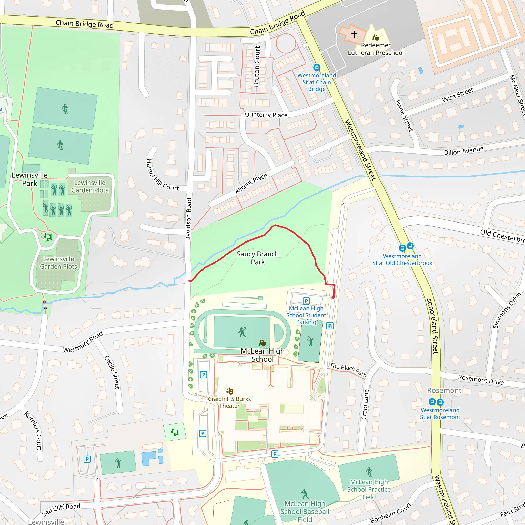 Saucy Branch Park mobile static map