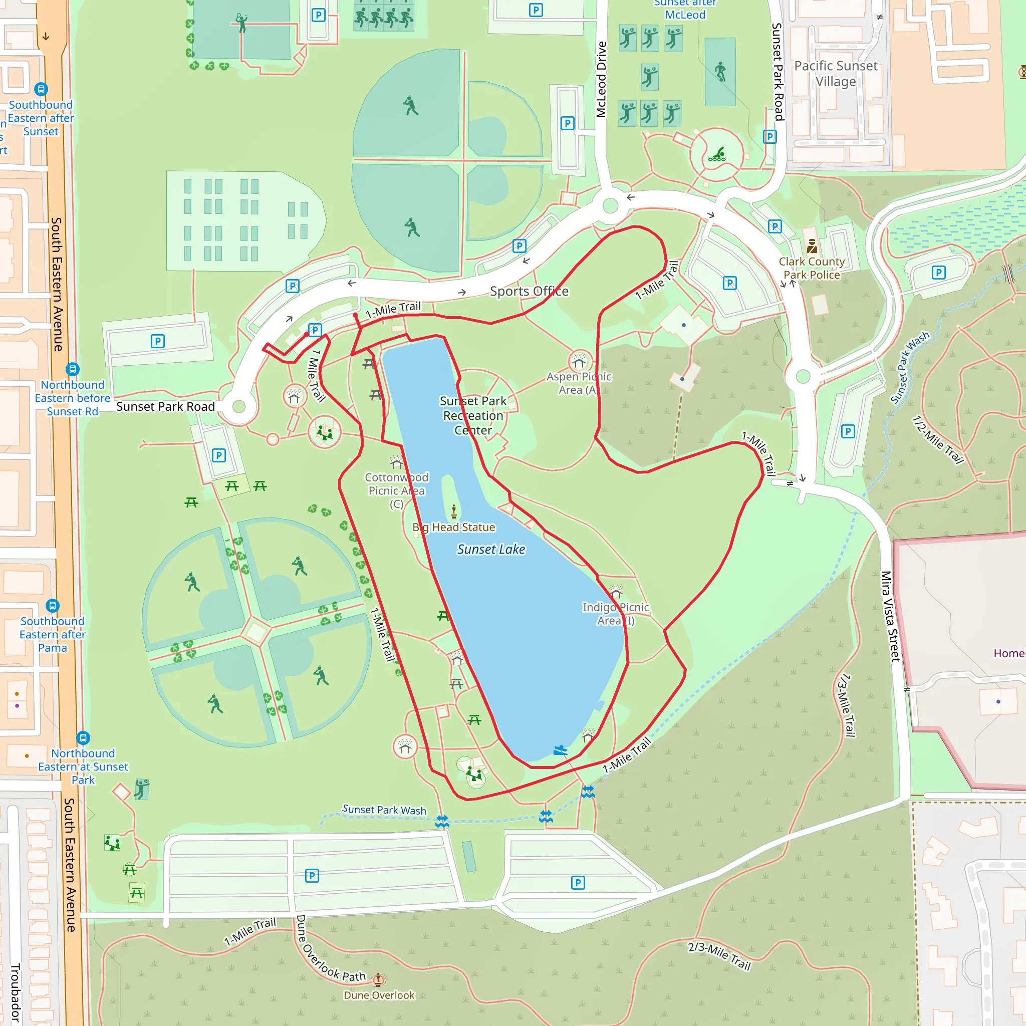 Sunset Lake via 1 mile Loop Trail mobile static map