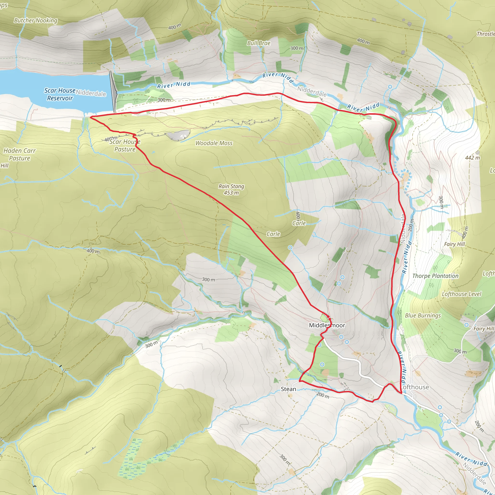 Middlesmoor - Nidderdale Way - Scar House Reservoir and How Stean Gorge mobile static map
