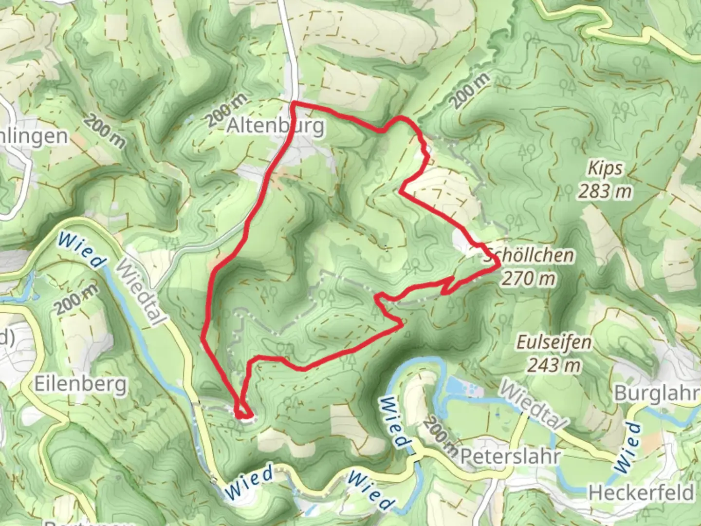 An image depicting the trail Burgruine Ehrenstein, Heckenhahn and Kaltenhohe Loop and its surrounding area.