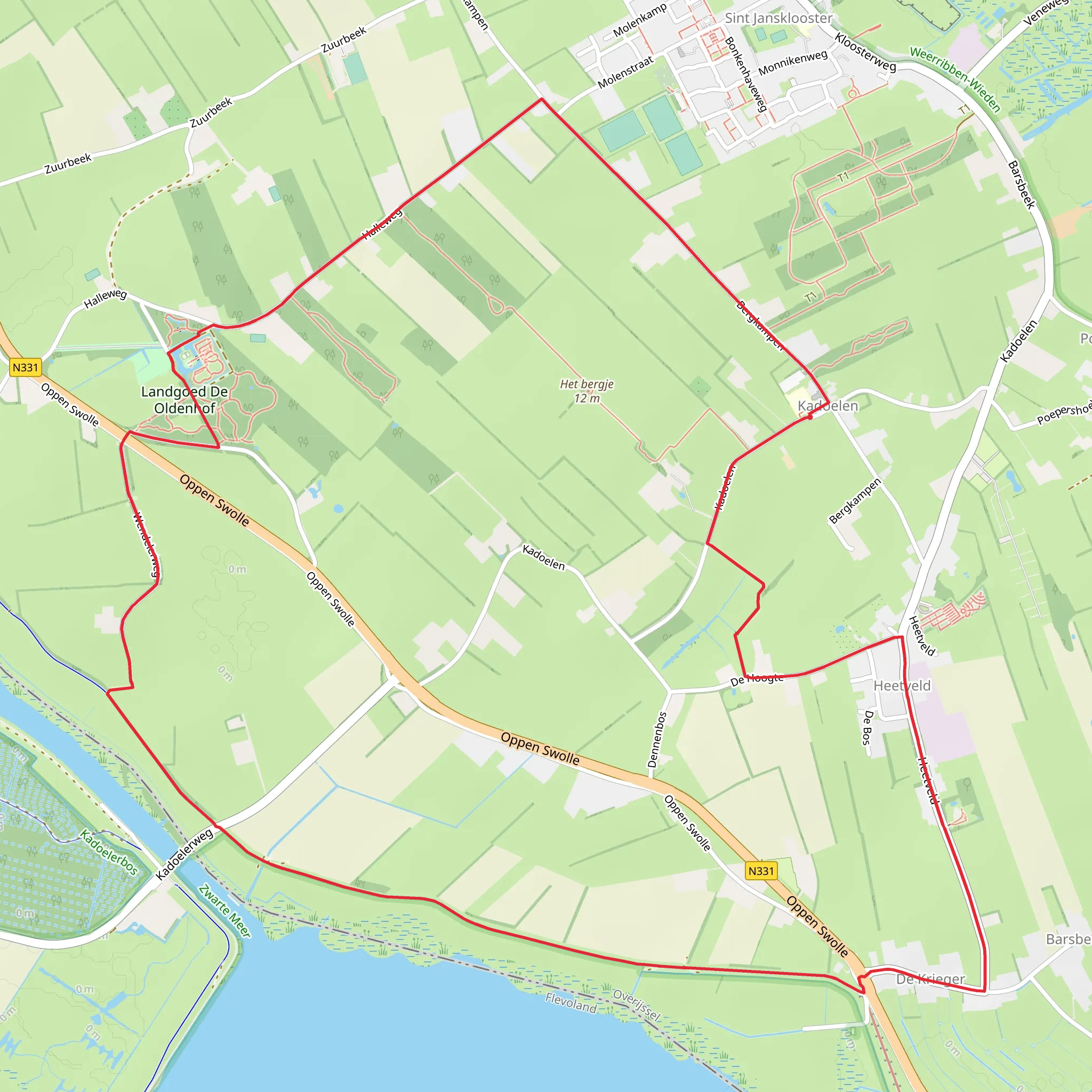 Het Bergje via Zuiderzeepad and Christoffelpad mobile static map