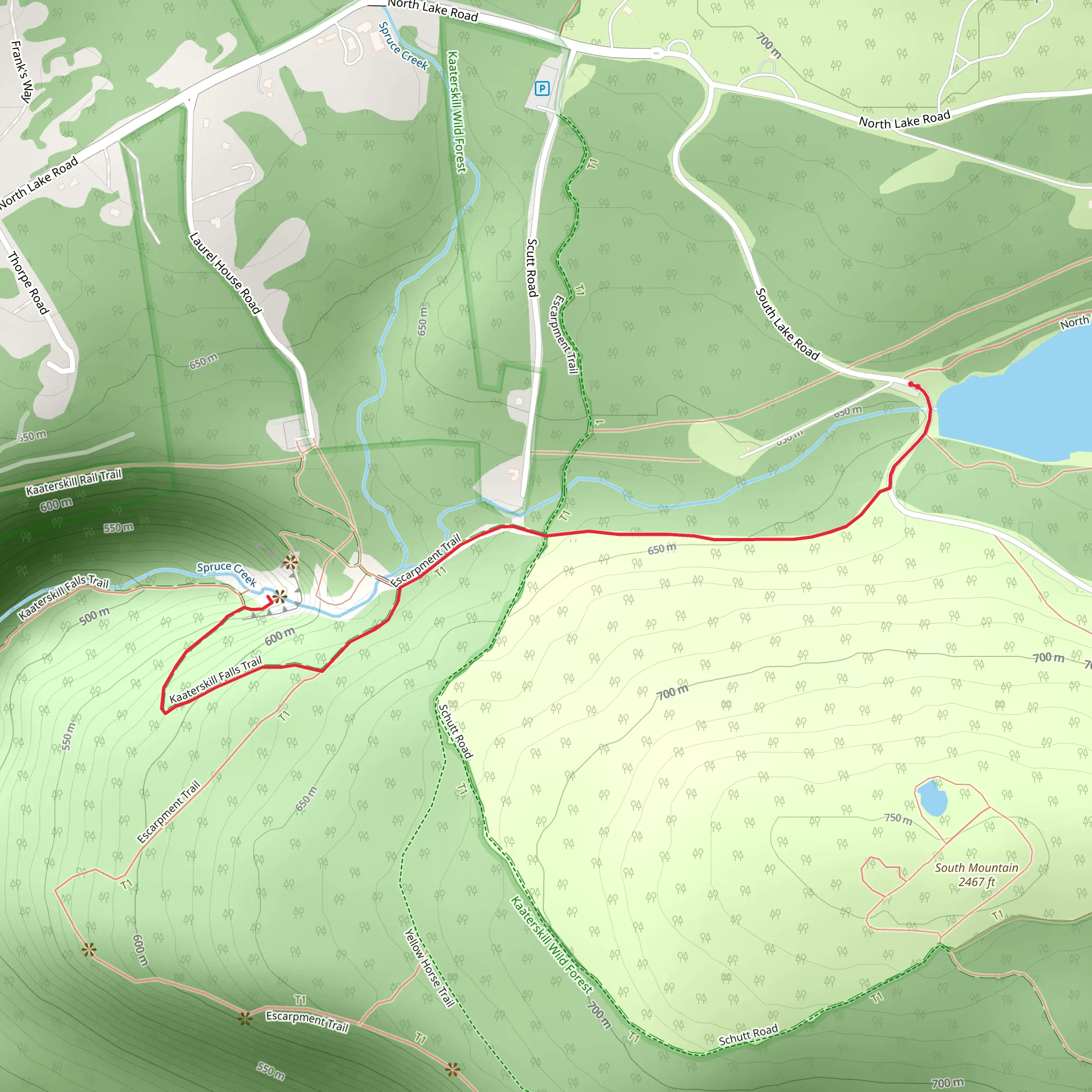 Kaaterskill Falls via South Lake Road mobile static map