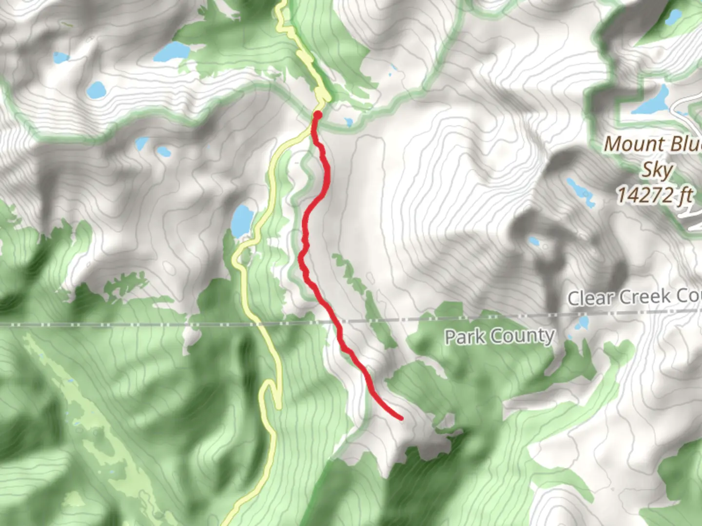 An image depicting the trail Geneva Mountain via Guanella Pass and its surrounding area.