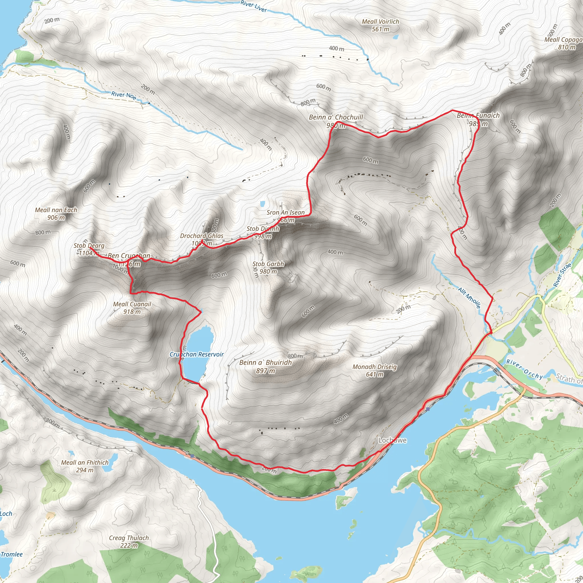 Beinn Eunaich - Ben Cruachan Loop mobile static map