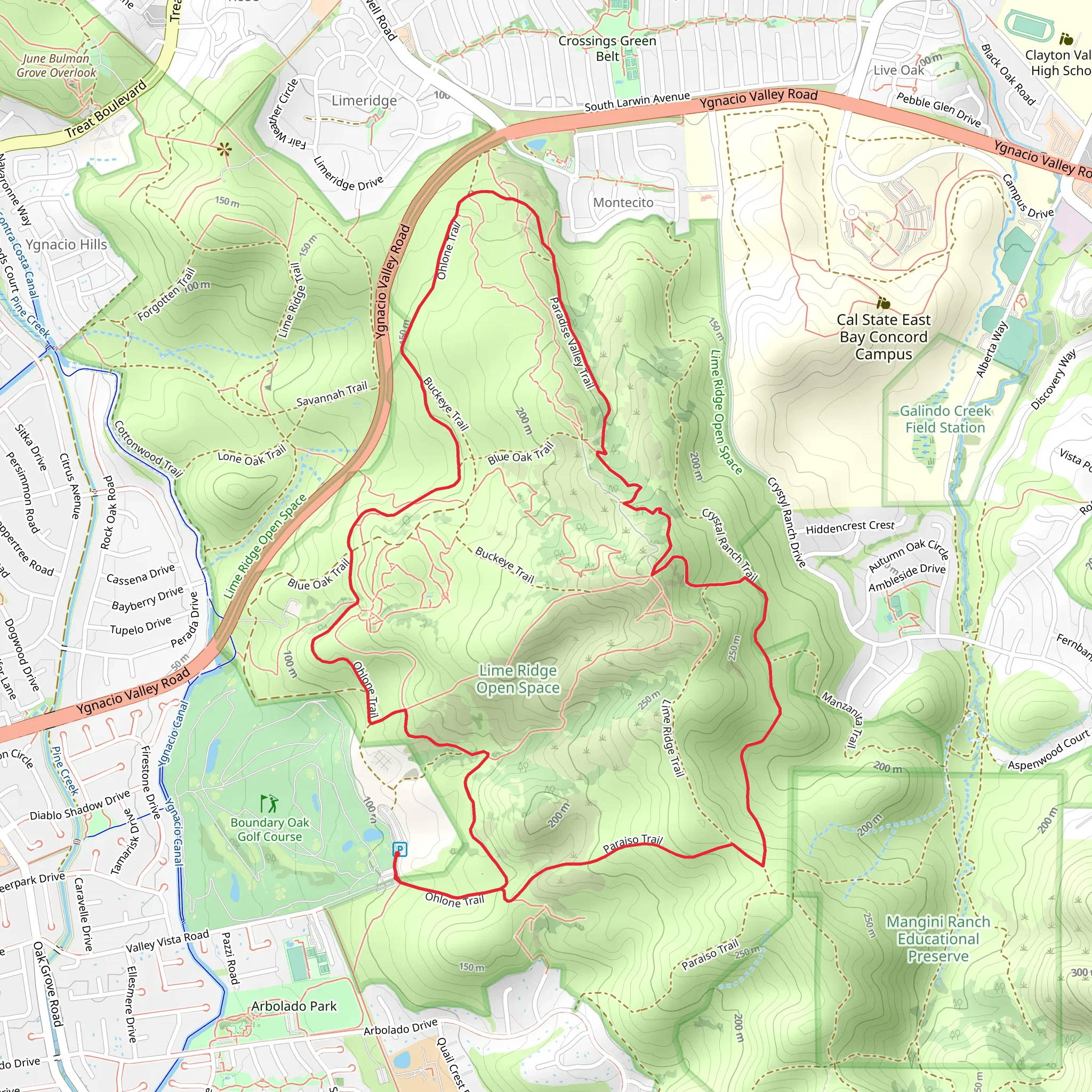 Paradise Valley and Ohlone Loop Trail mobile static map