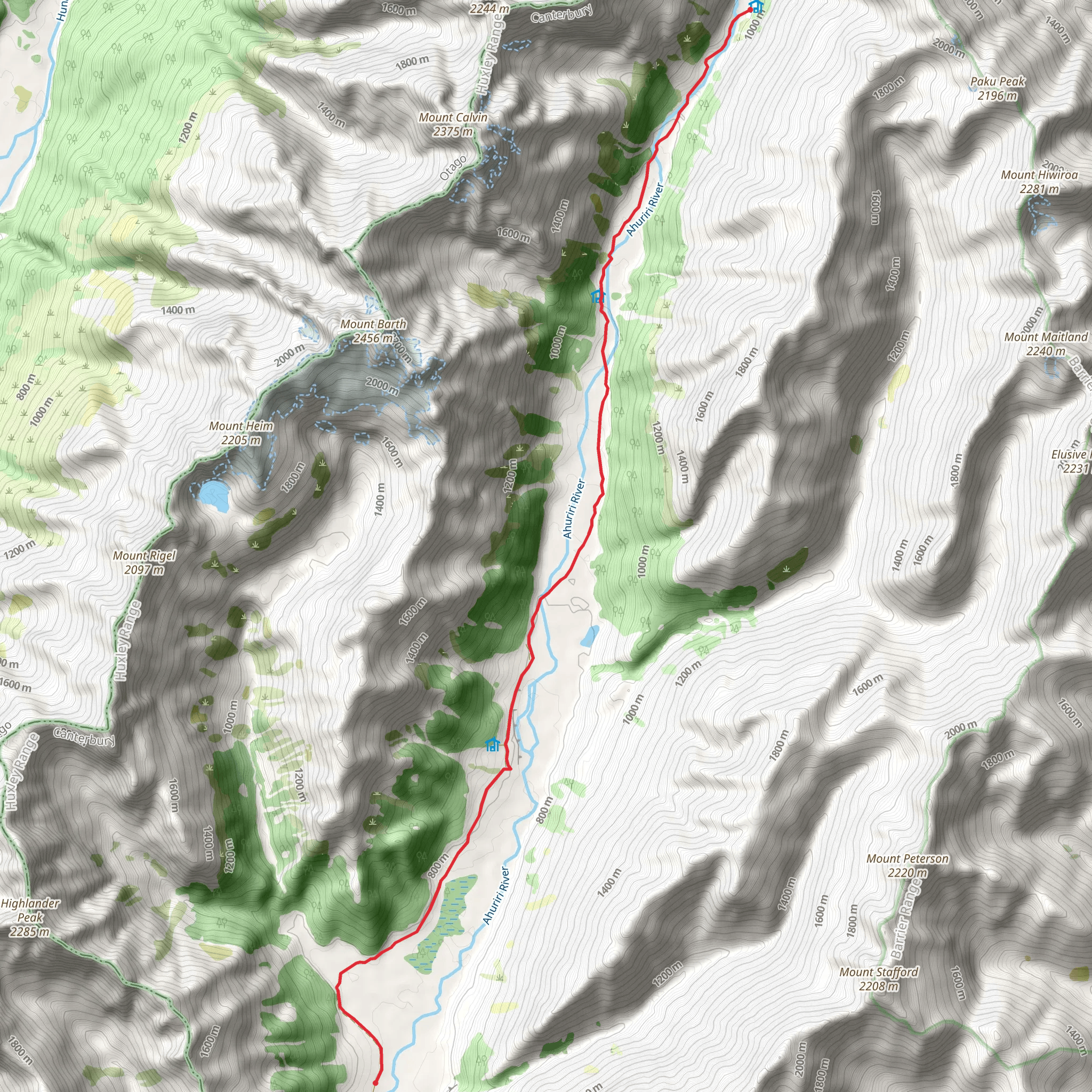 Ahuriri Valley Track mobile static map