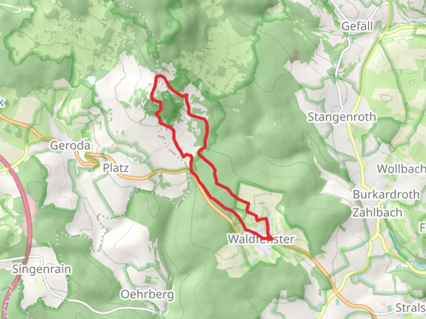 An image depicting the trail Extratour Waldfenster and its surrounding area.