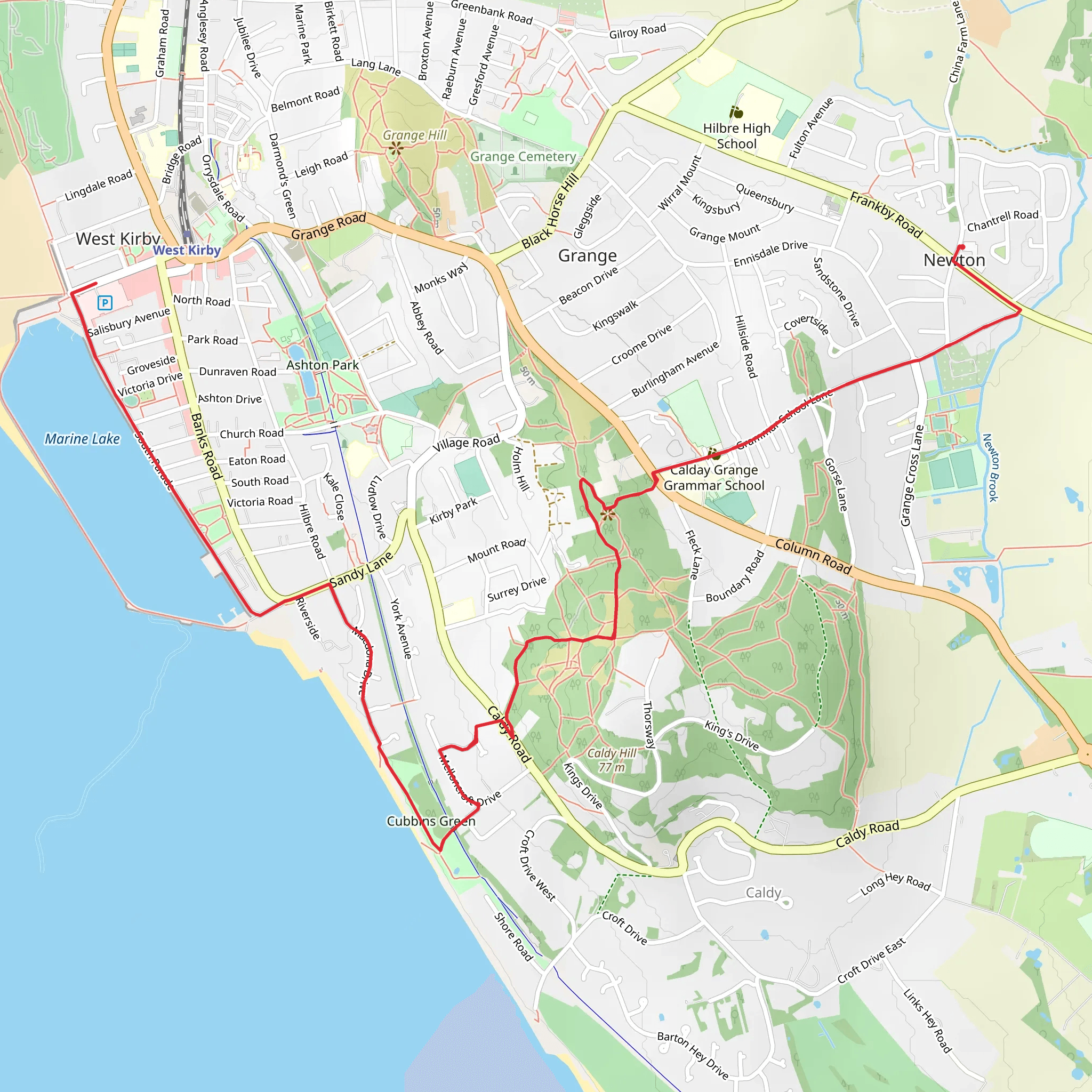 West Kirby and Marine Lake Walk mobile static map