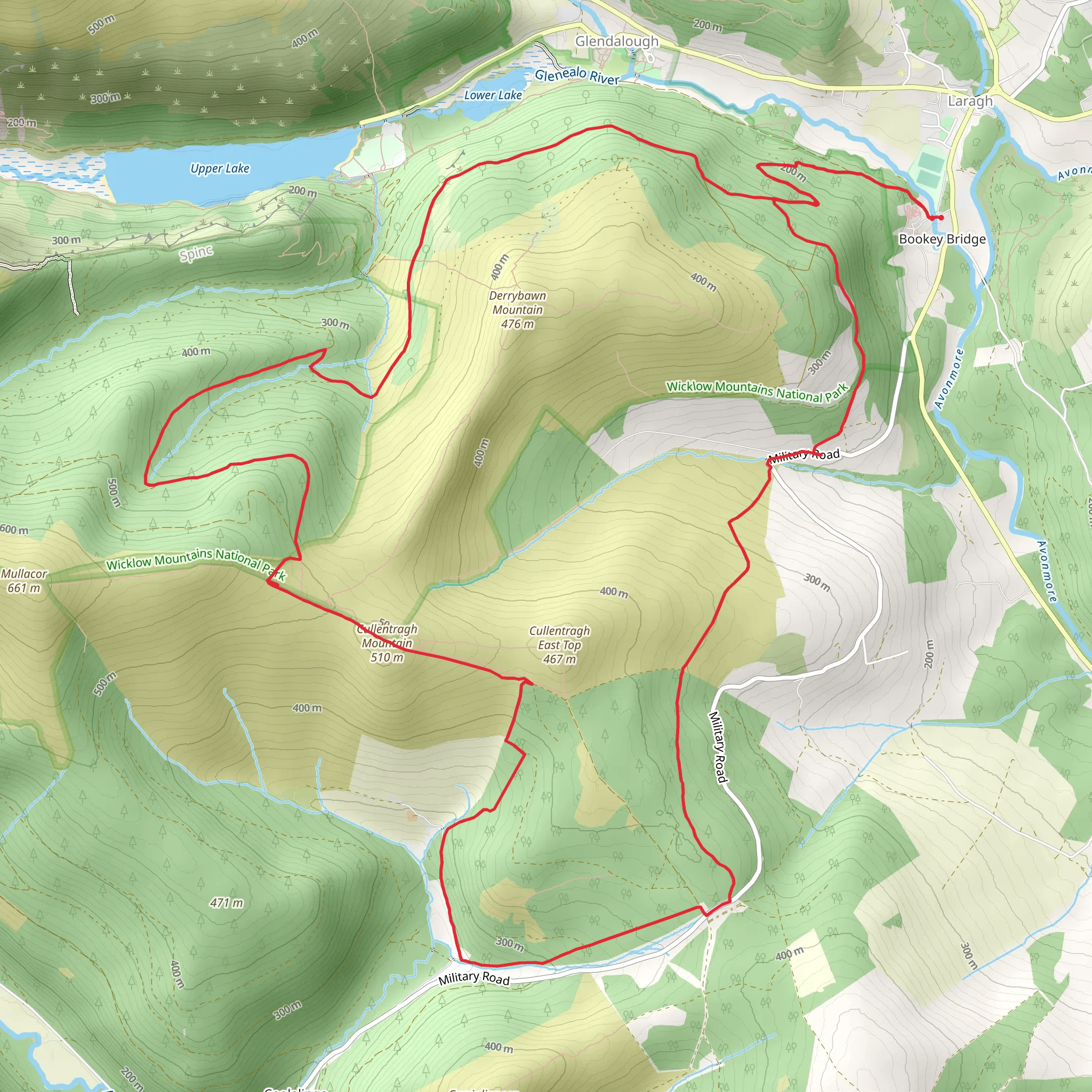 Cullentragh Mountain and Derrybawn Mountain Loop mobile static map