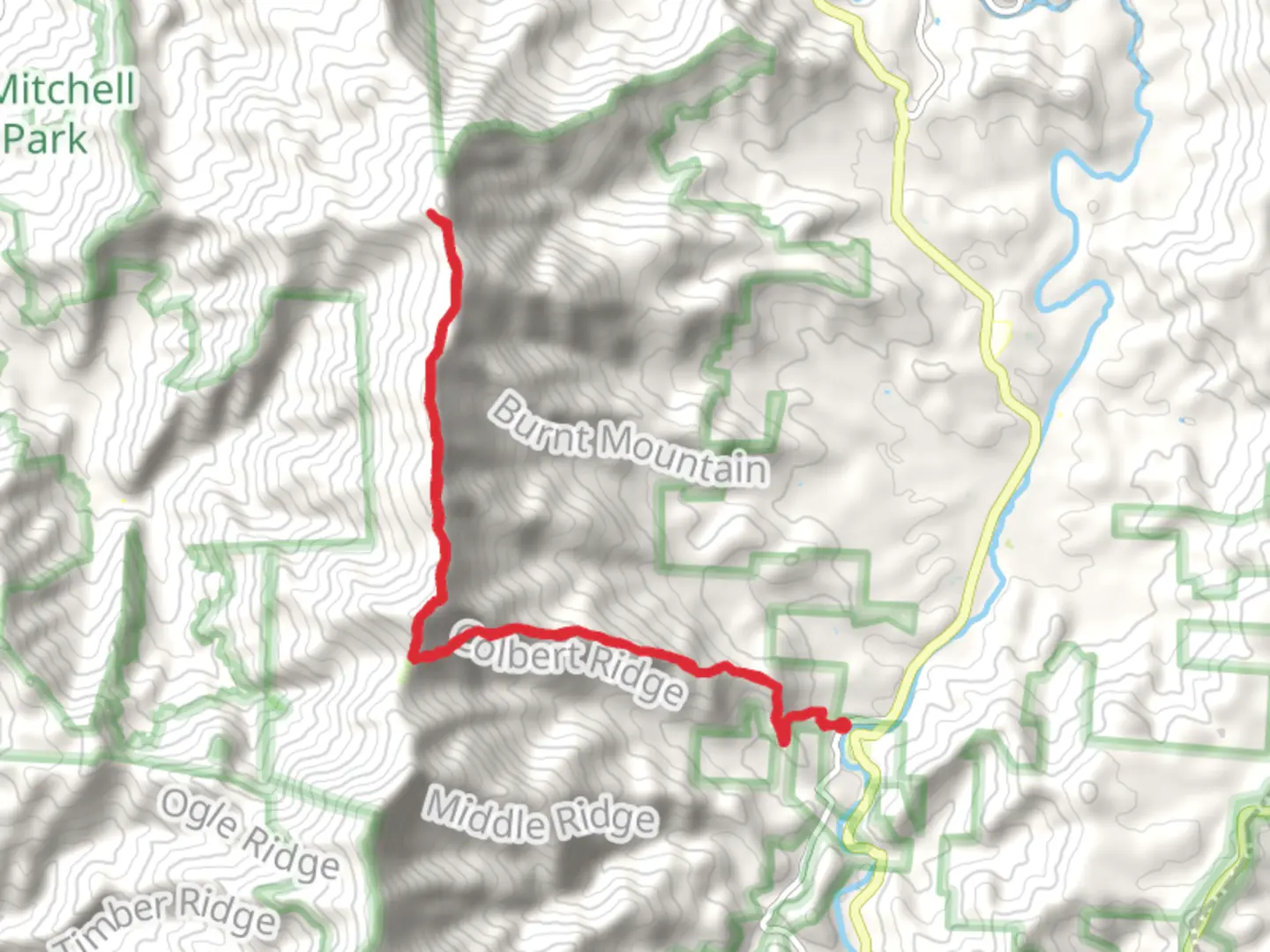 An image depicting the trail Celo Knob, Horse Rock and Gibbs Mountain via Colbert Ridge Trail and its surrounding area.