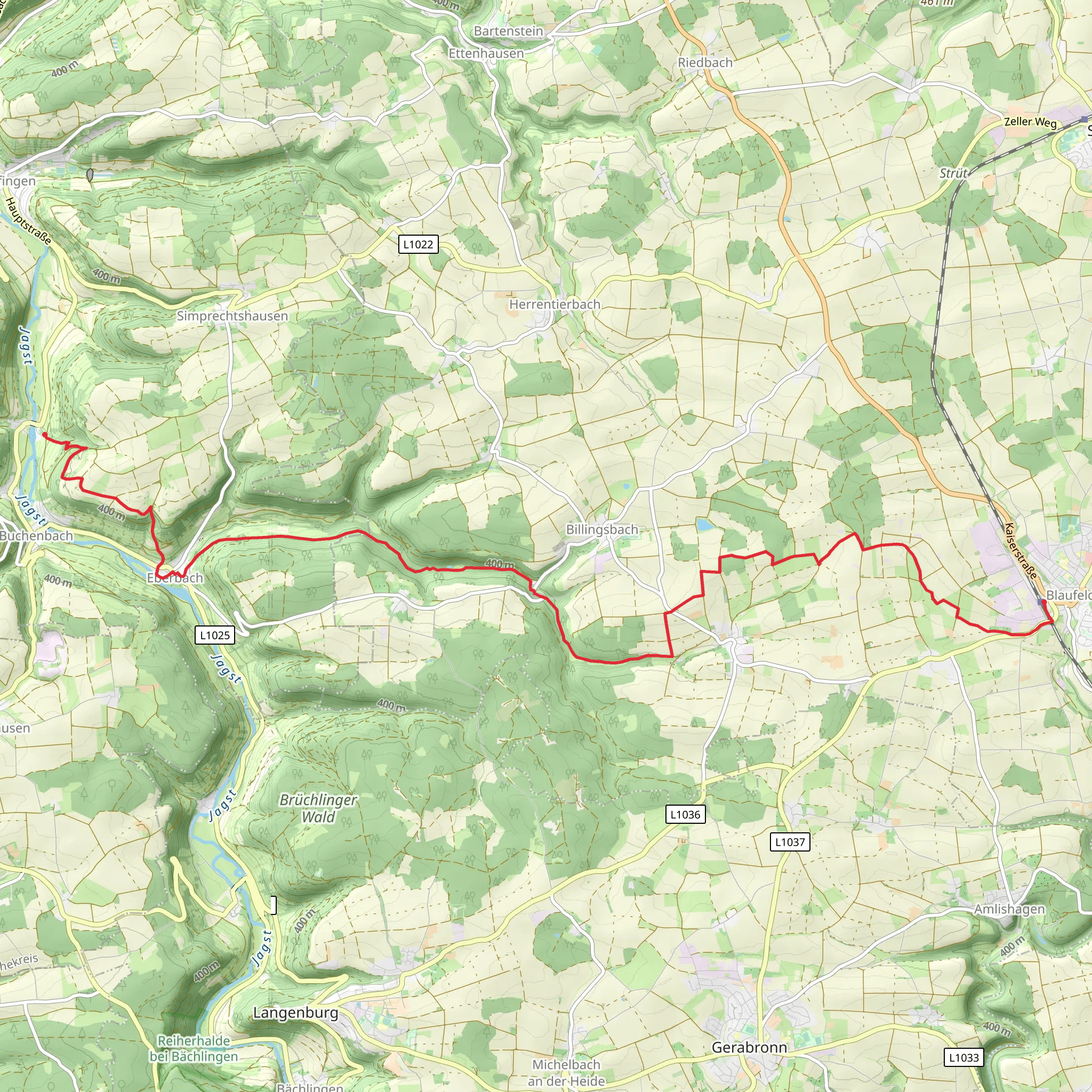 Heimhausen to Blaufelden Walk mobile static map
