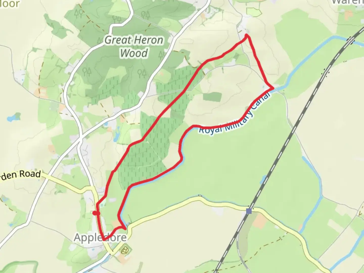 An image depicting the trail Royal Military Canal Loop - Appledore and its surrounding area.