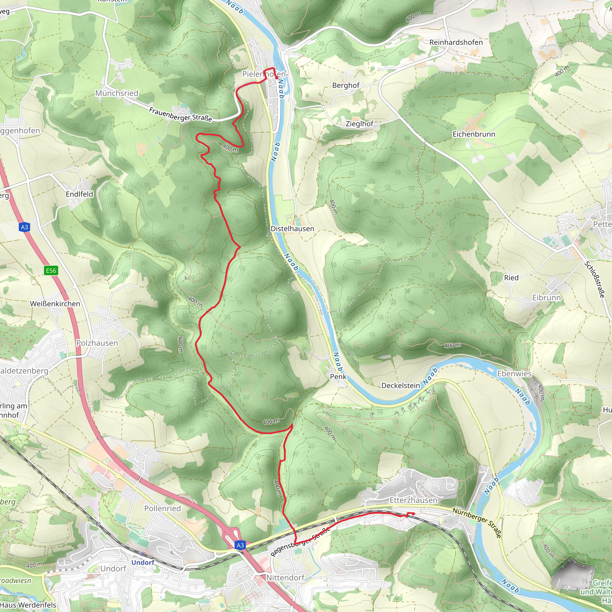 Etterzhausen to Pielenhofen via Jurasteig Hauptroute mobile static map