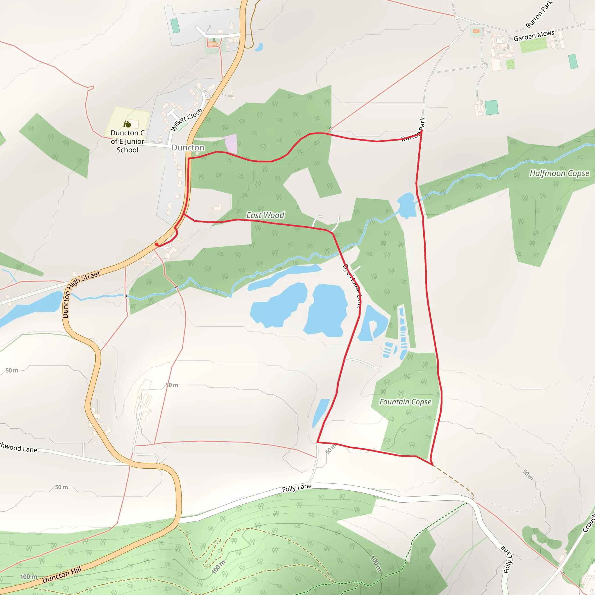 East Wood and Duncton Mill Loop mobile static map