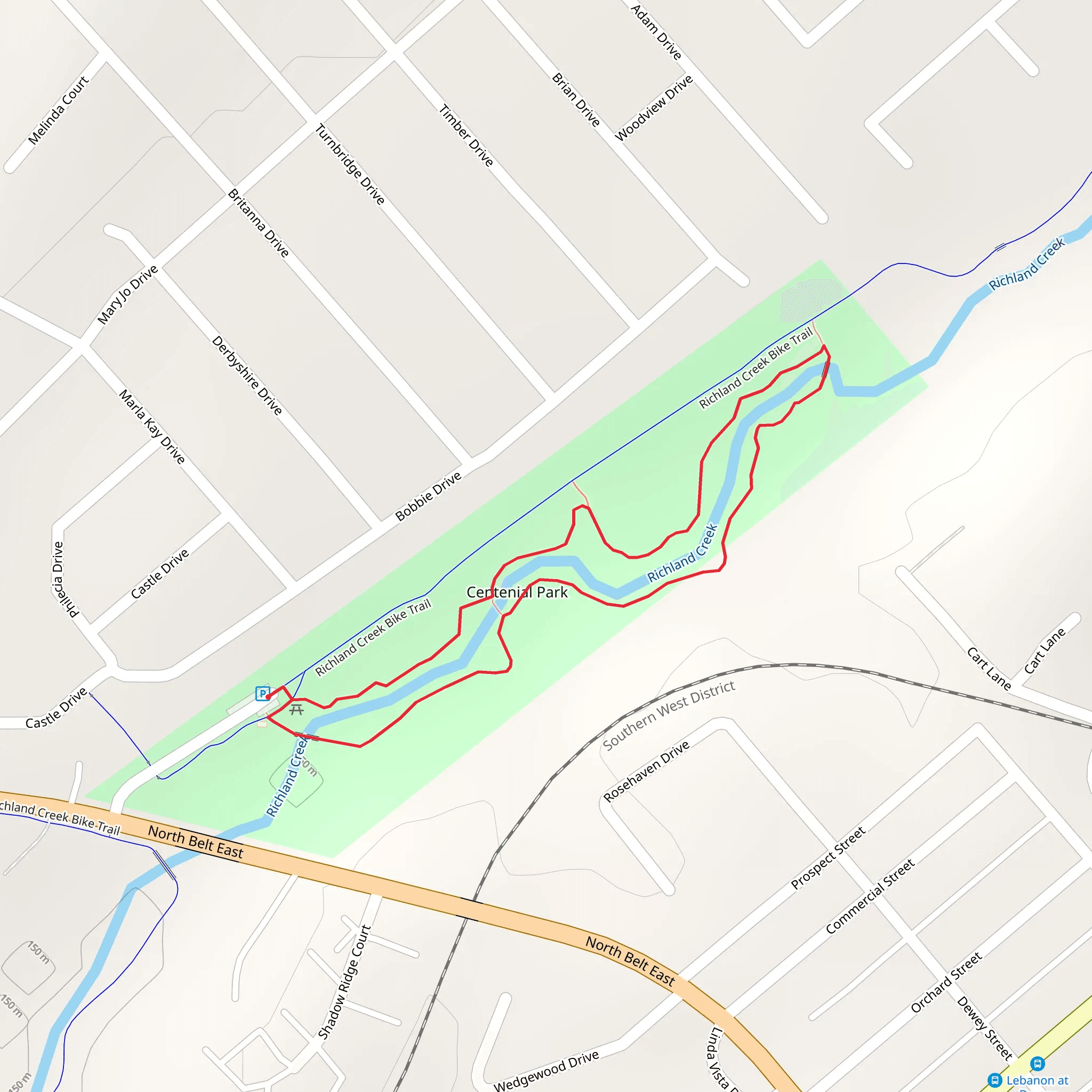Centenial Park Loop mobile static map