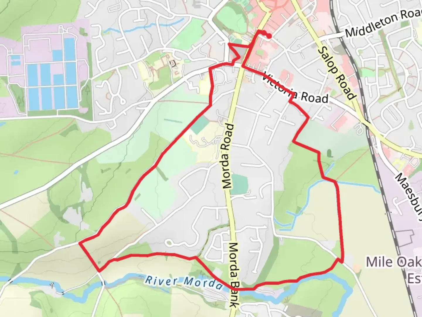 An image depicting the trail Oswestry Loop and its surrounding area.