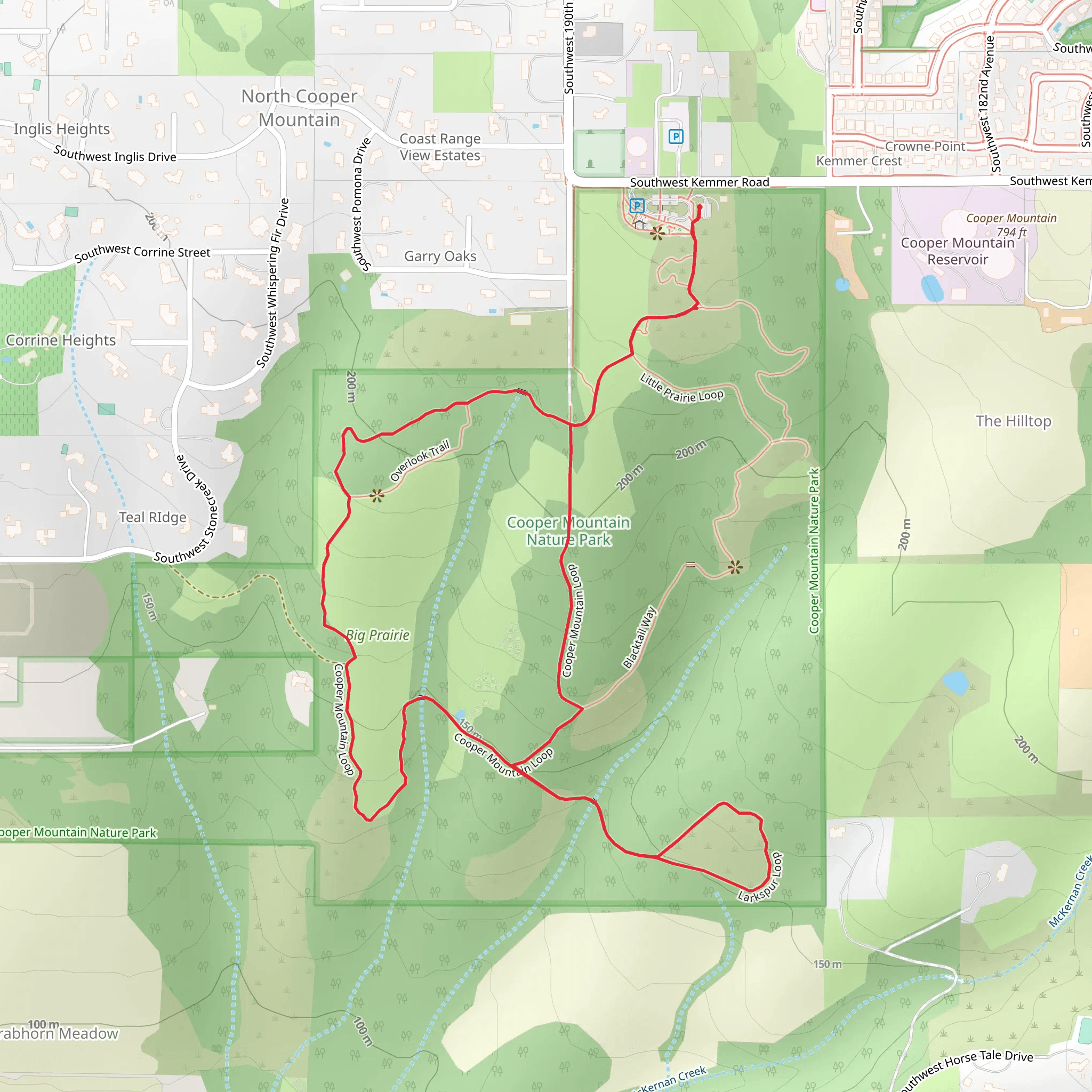 Big Prairie - Cooper Mountain Loop mobile static map