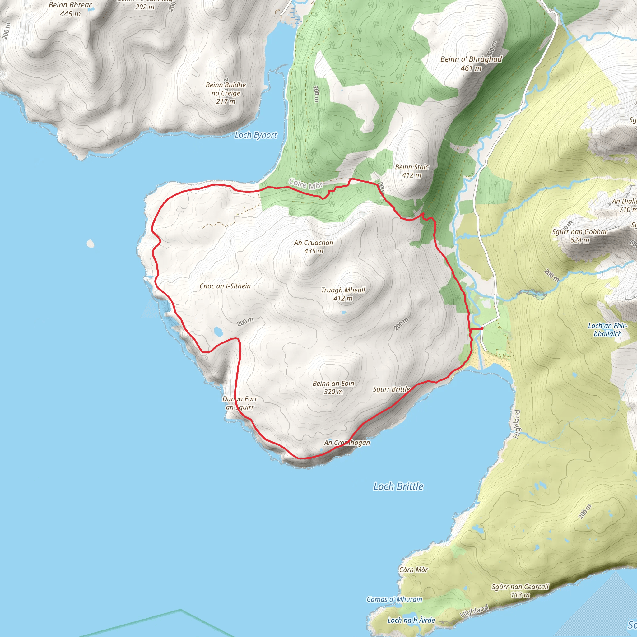 Loch Brittle to Loch Eynort Loop mobile static map