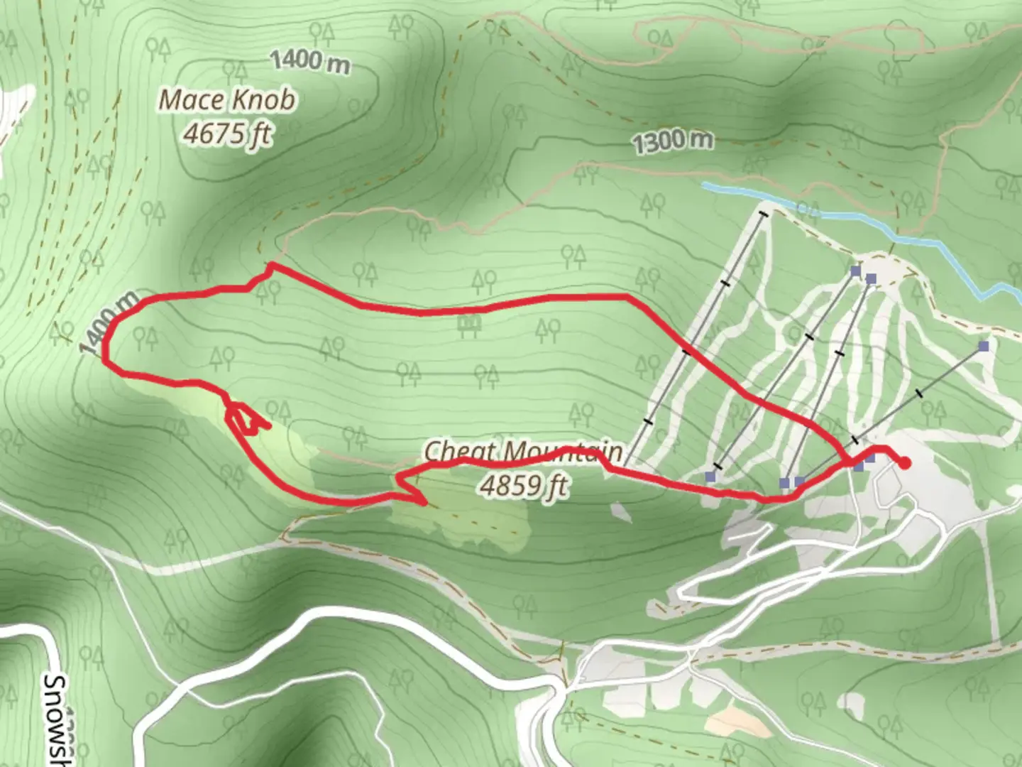 An image depicting the trail Cheat Mountain and Upper Beaver Dam Loop and its surrounding area.