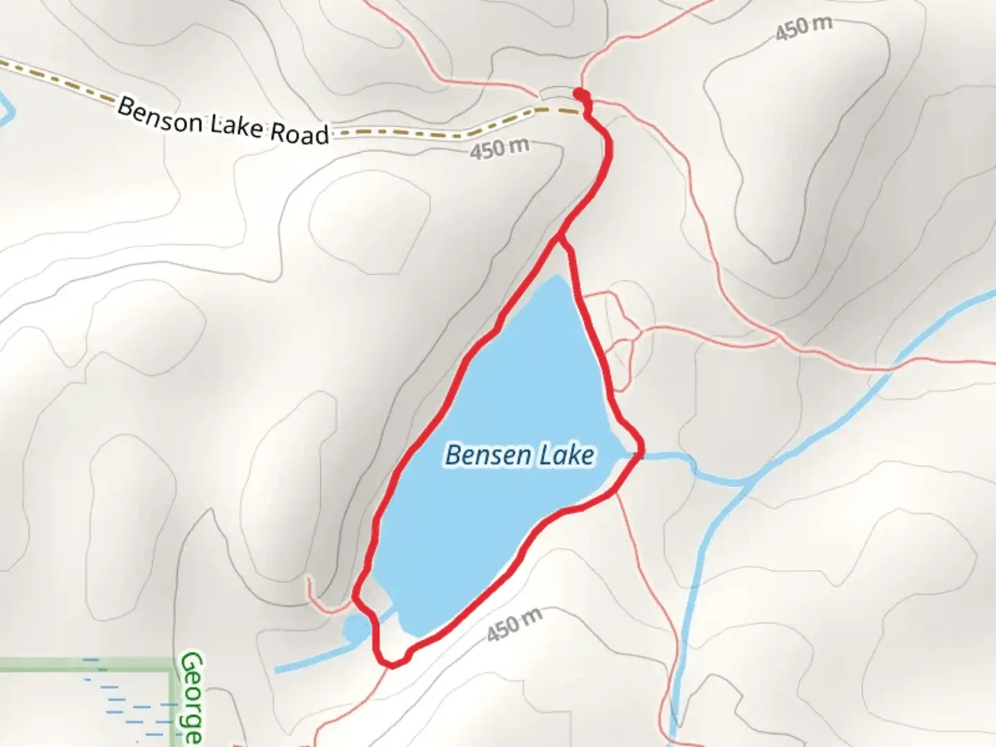 An image depicting the trail Benson Lake Loop Trail and its surrounding area.