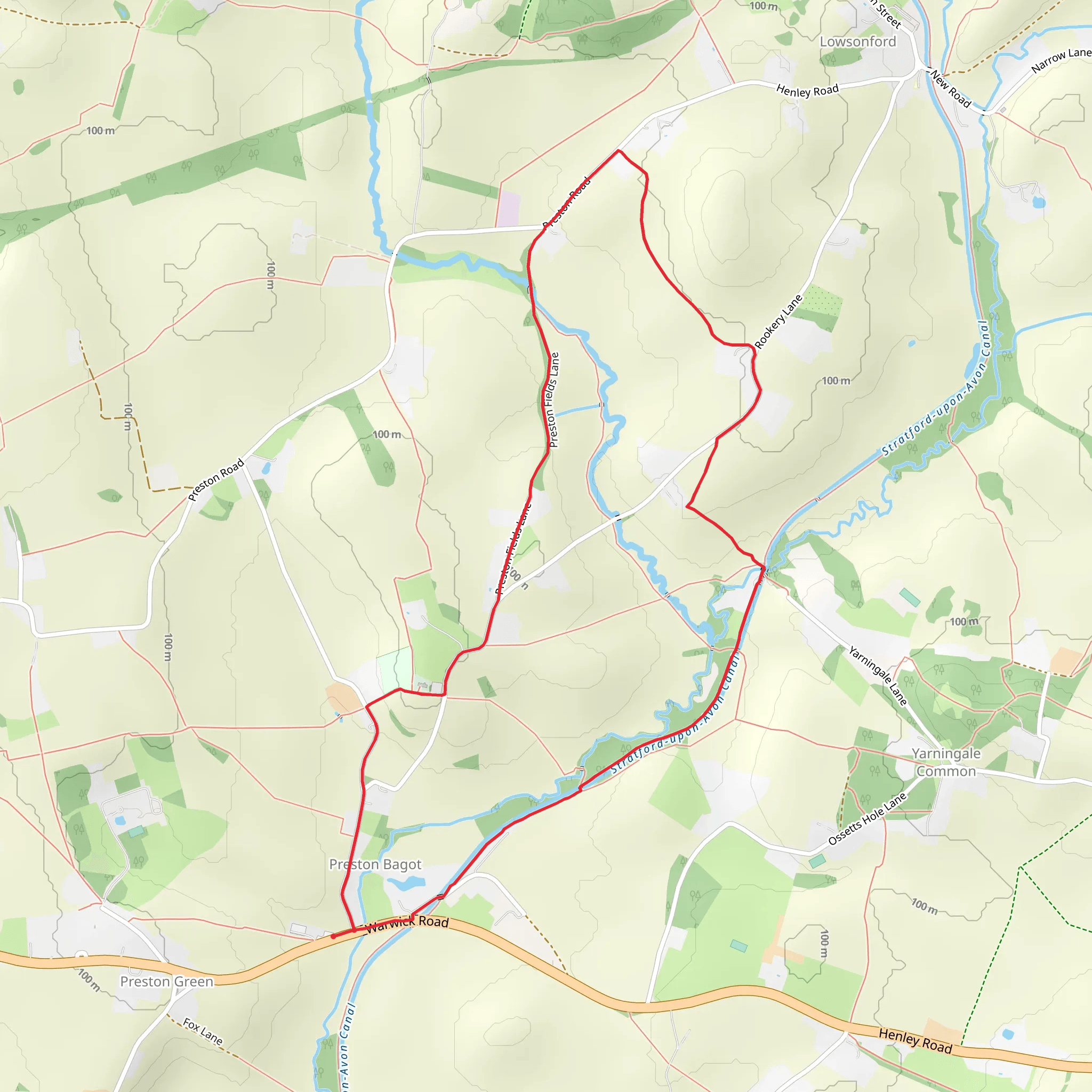 Stratford-upon-Avon Canal from Preston Bagot mobile static map