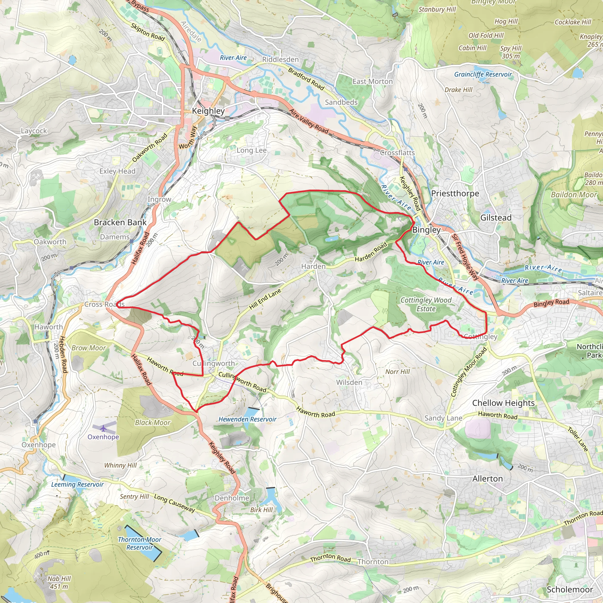 Bingley and Cullingworth Loop mobile static map