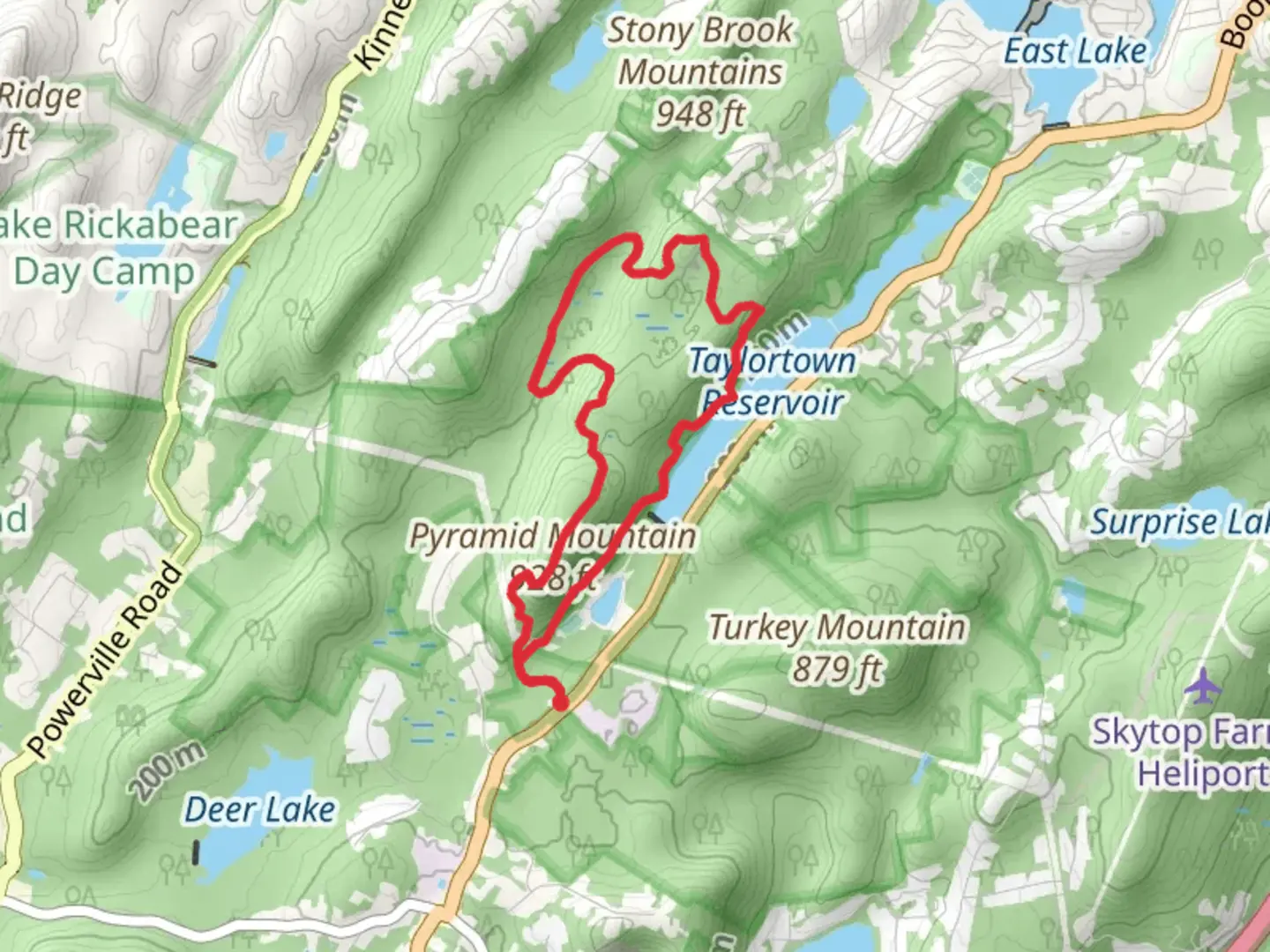An image depicting the trail Pyramid Mountain and Taylortown Reservoir via Blue Trail and its surrounding area.