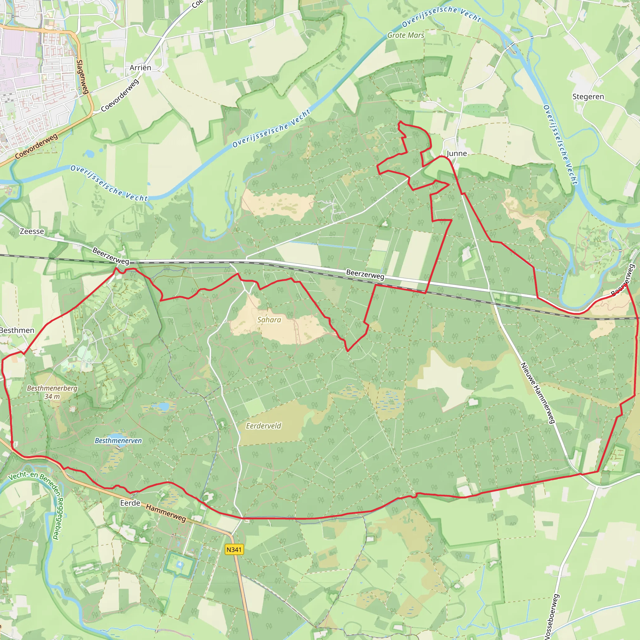 Zeesserbosch, Junnerbelten and Boswachterij Ommen Loop mobile static map