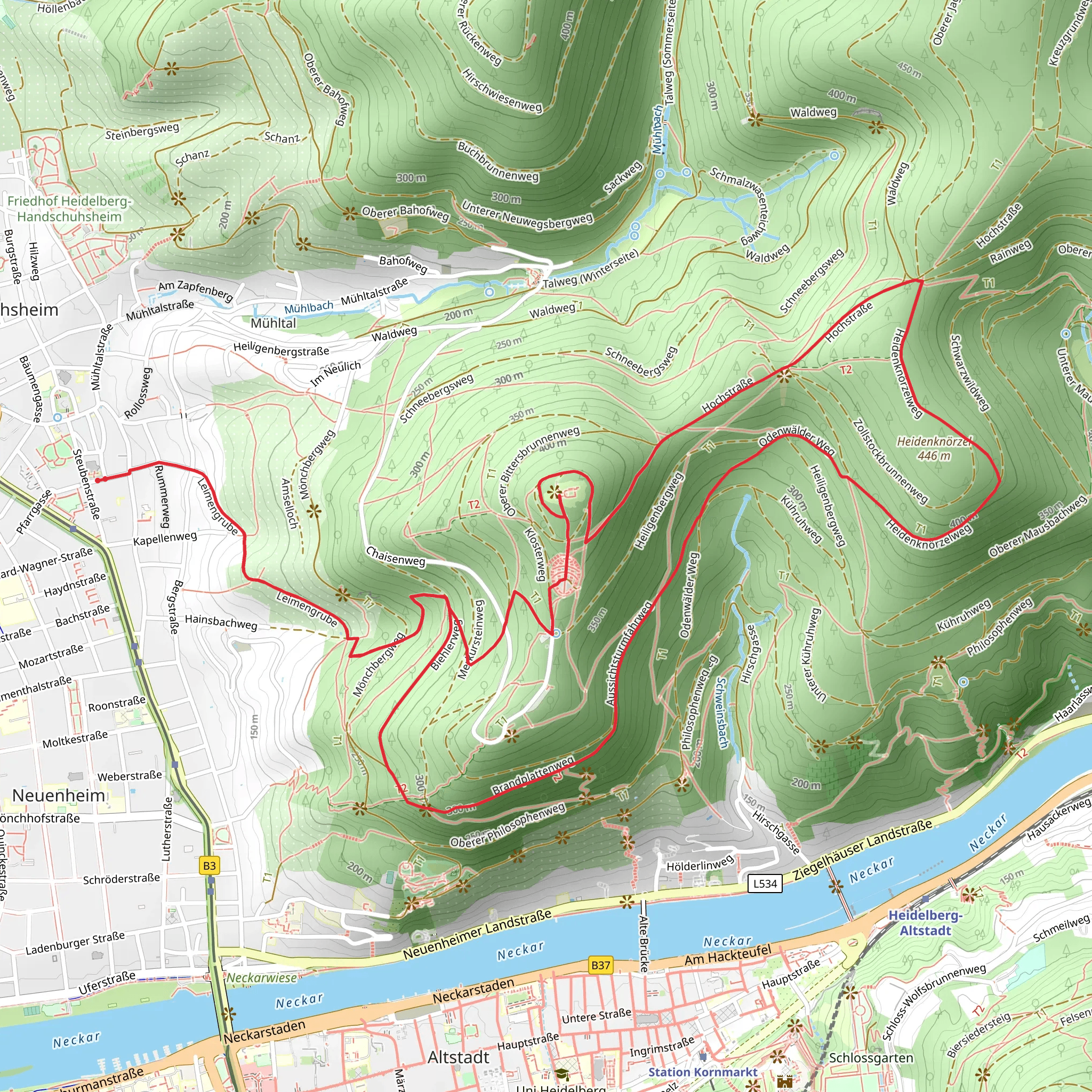 Heiligenberg and Heidenknörzel via Camino Incluso and Keltenweg mobile static map
