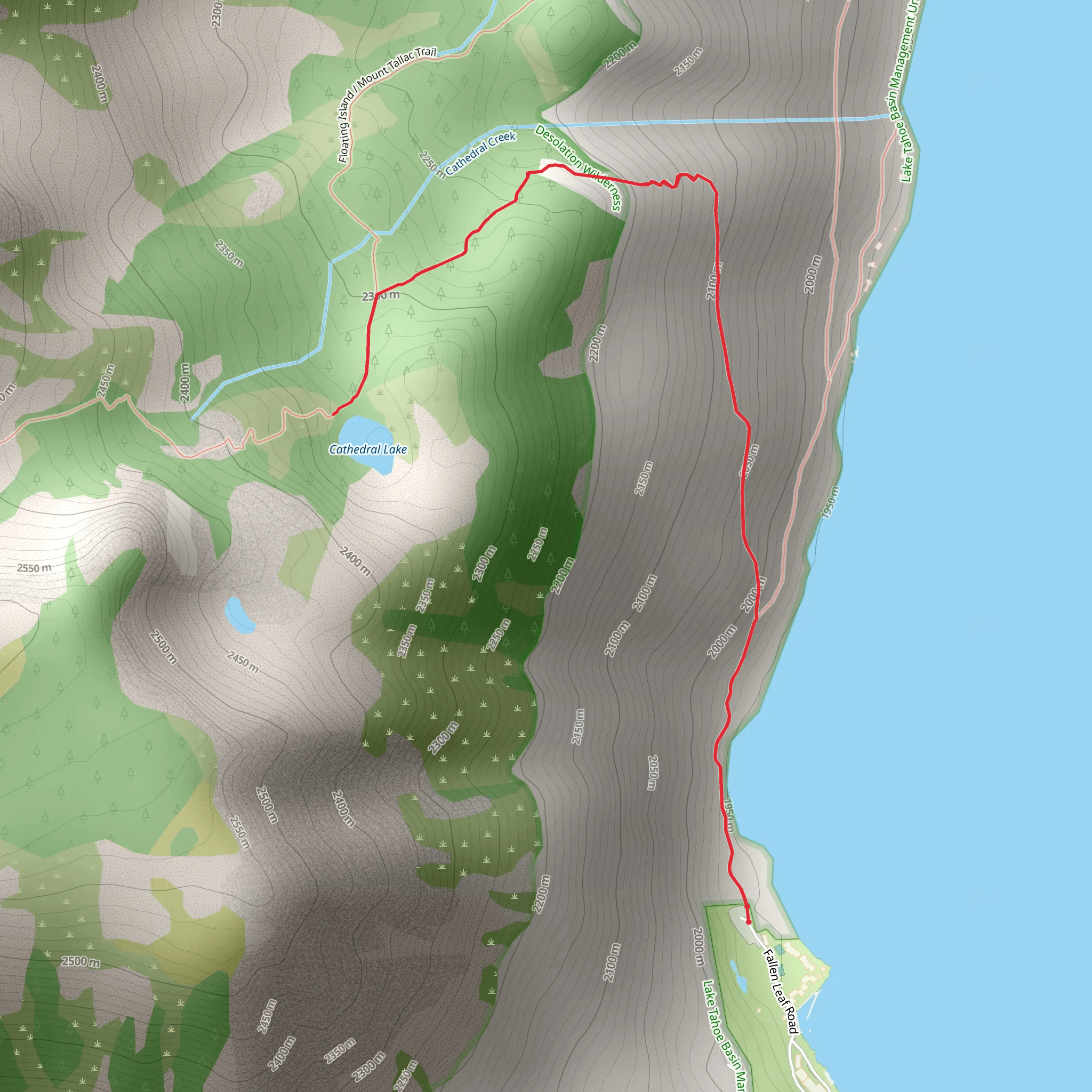 Cathedral Lake via Fallen Leaf Lake Trail mobile static map
