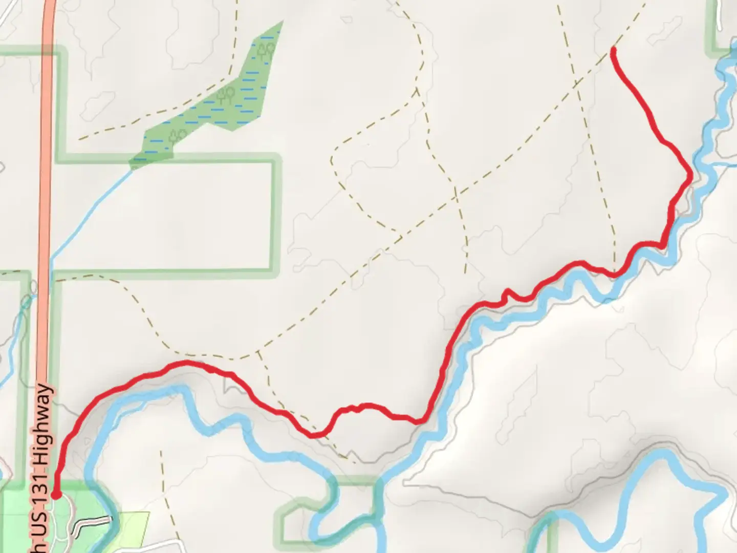 An image depicting the trail Manistee River and Fife Lake Outlet via NCT and its surrounding area.