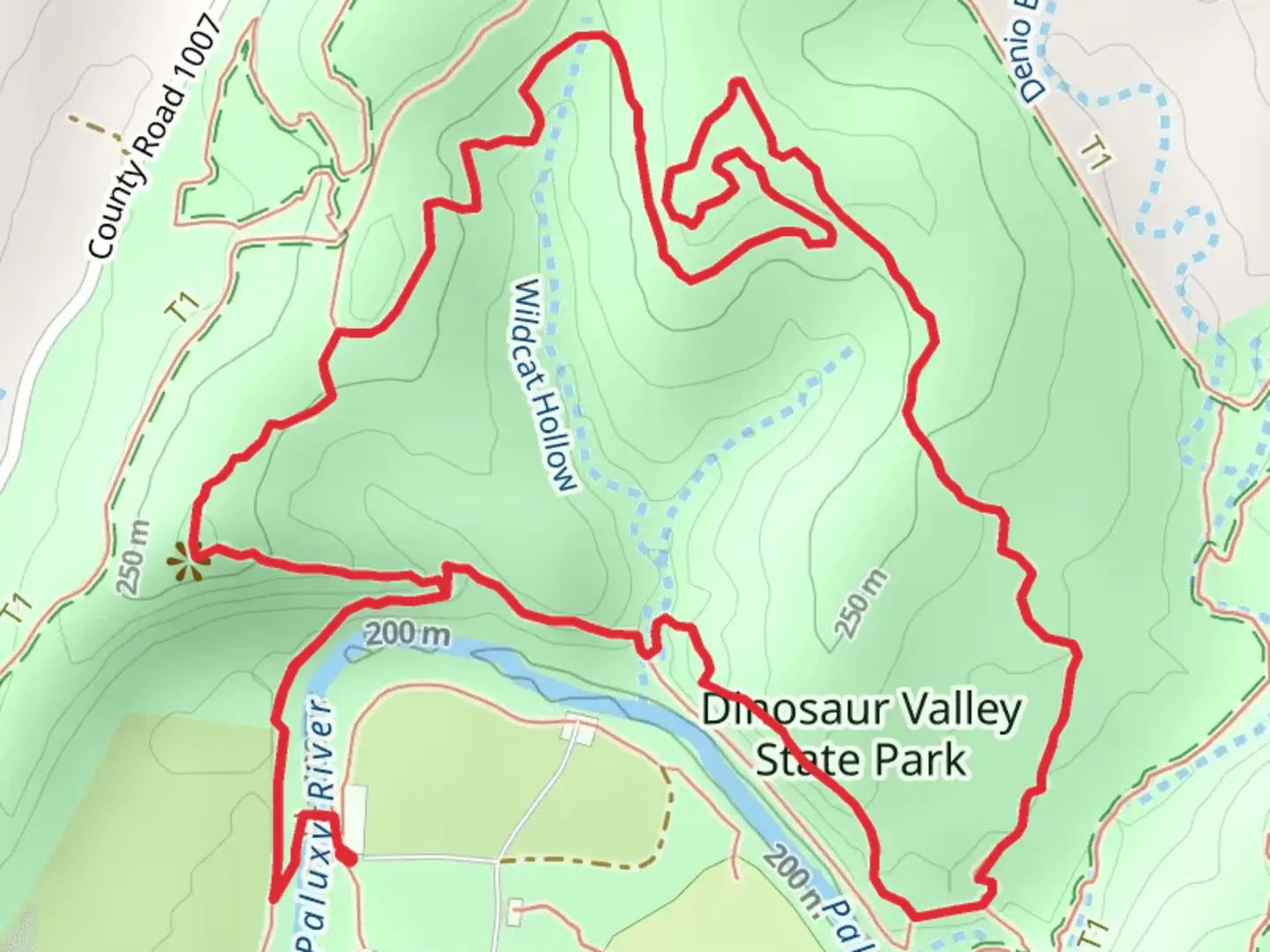 An image depicting the trail Overlook Trail and Limestone Ledge Loop Trail and its surrounding area.