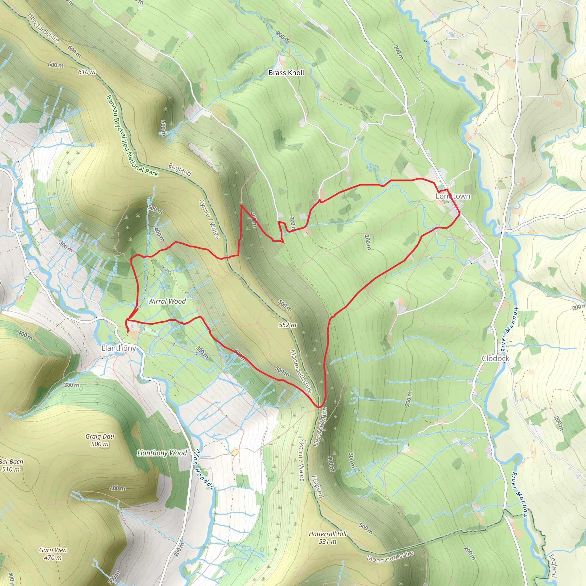 Llanthony Priory from Longtown mobile static map