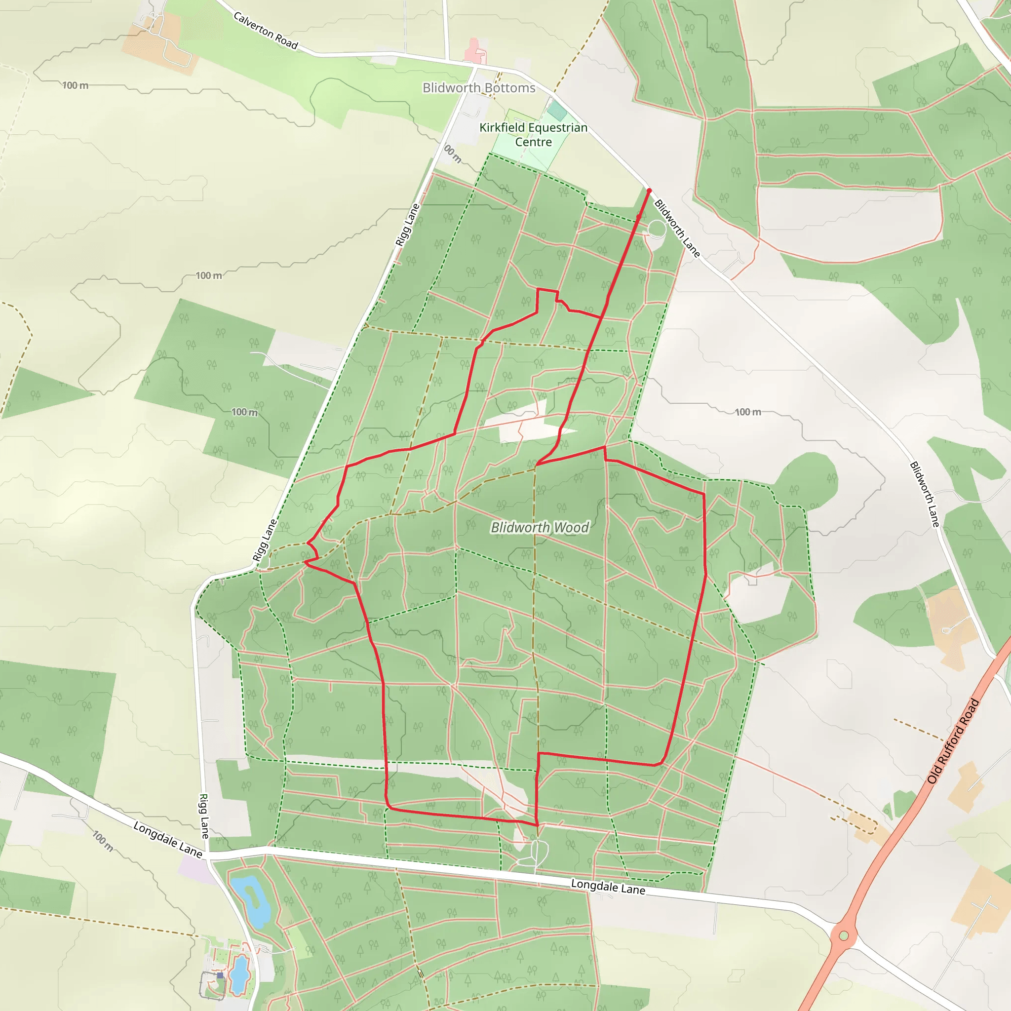 Blidworth Woods Loop mobile static map