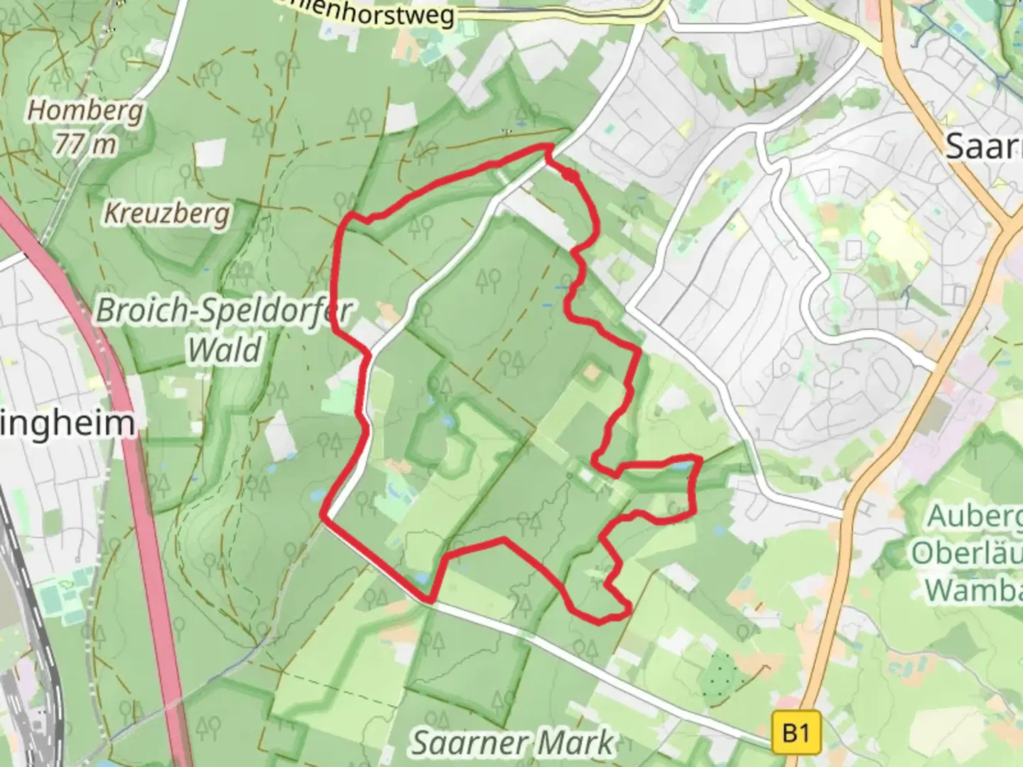 An image depicting the trail Bissingeim Rundweg A2 and Ellenberg Rundweg A4 and its surrounding area.