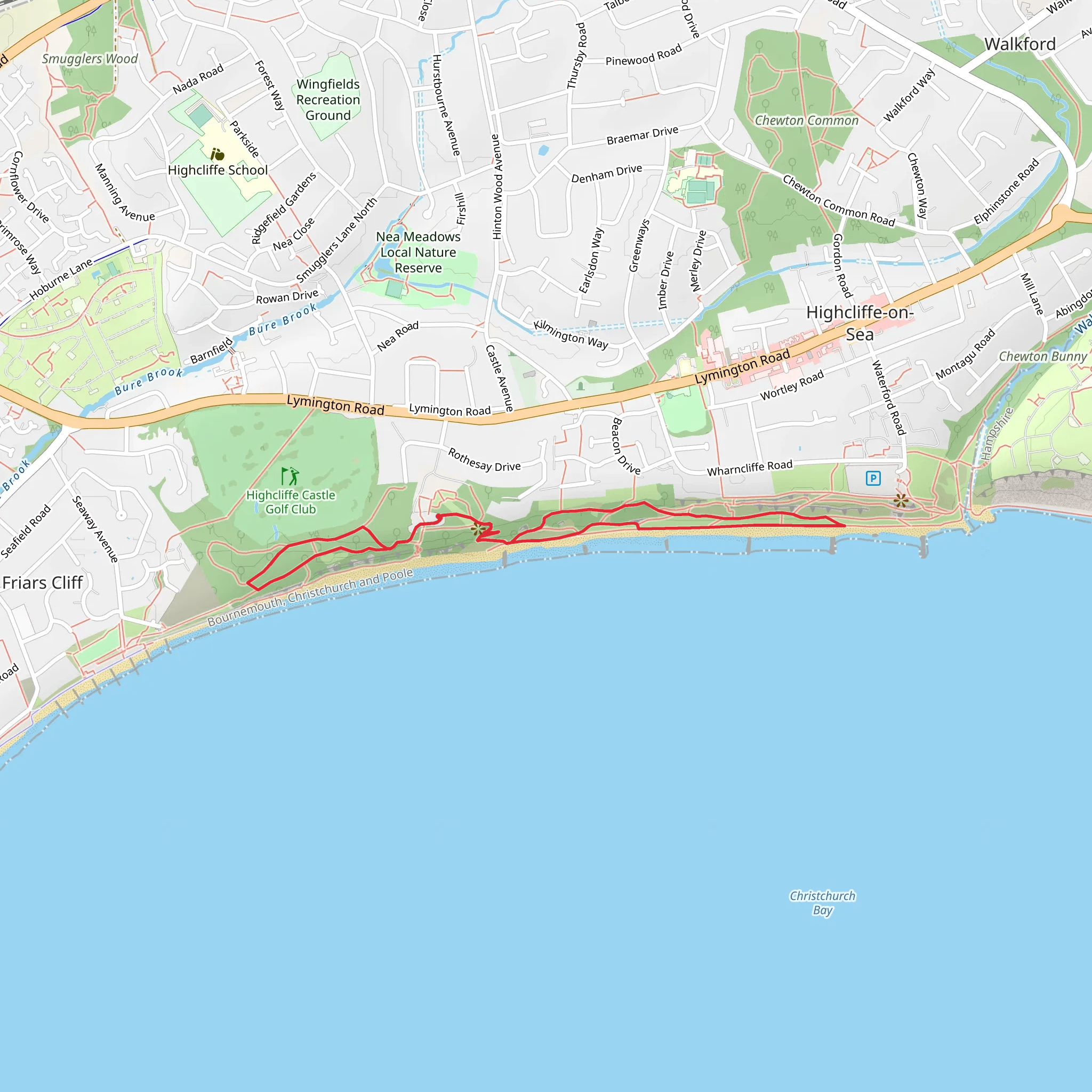 Highcliffe Castle and Coast Loop mobile static map