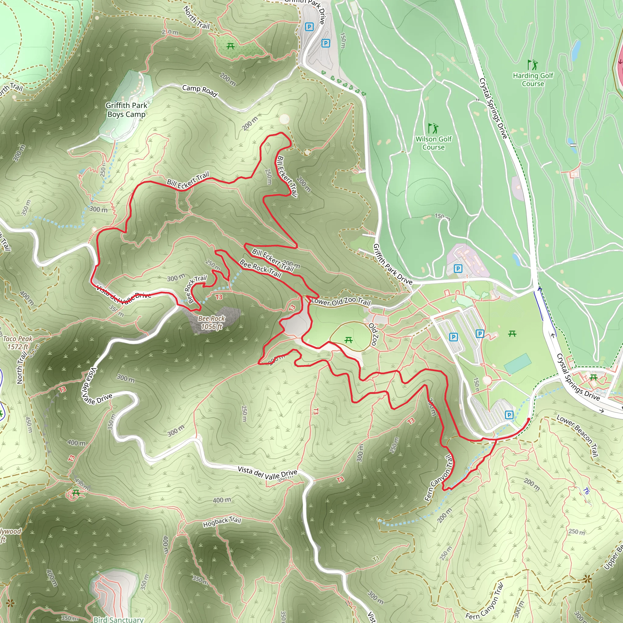 Upper Old Zoo - Bee Rock - Bill Eckert - Lower Old Zoo Loop Trail mobile static map