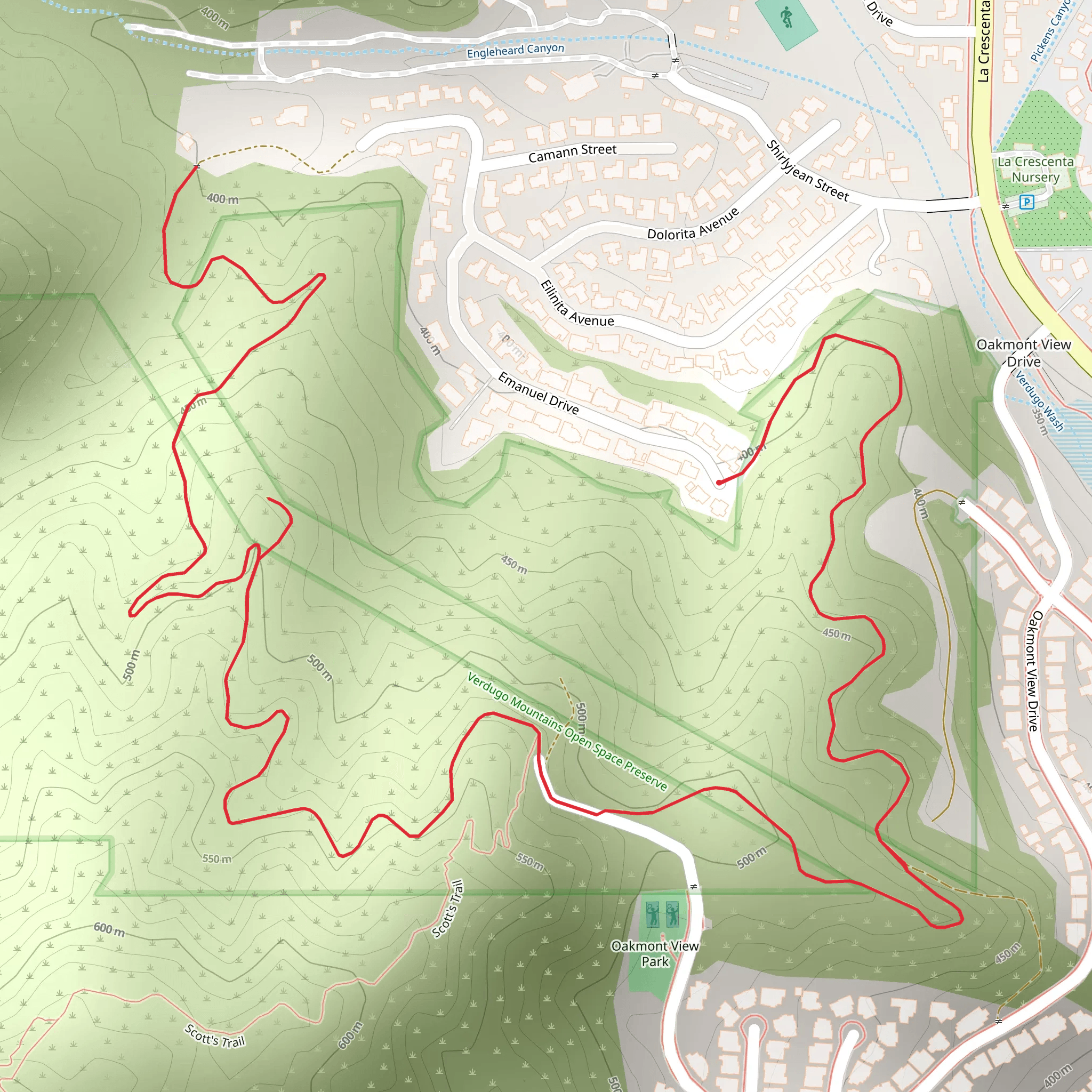 Verdugo Woodlands Open Space Preserve mobile static map
