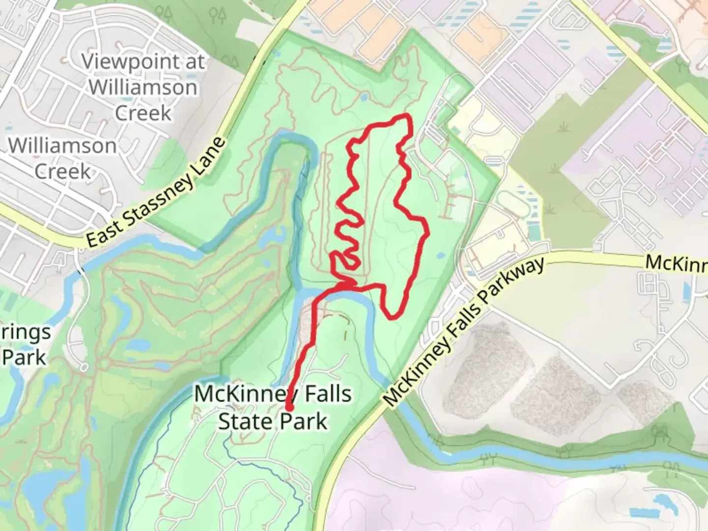 An image depicting the trail Onion Creek - Homestead Trail and its surrounding area.