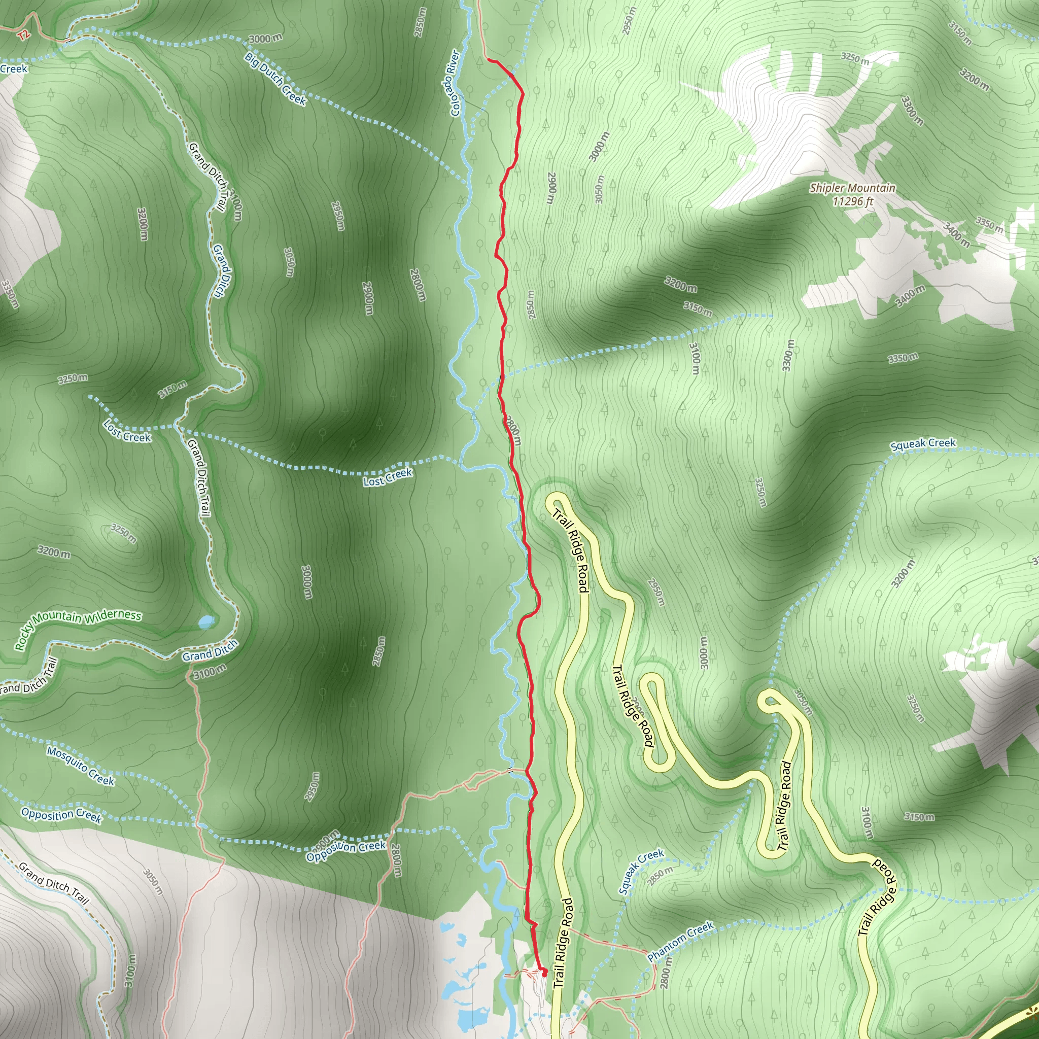 Crater Creek via Colorado River mobile static map