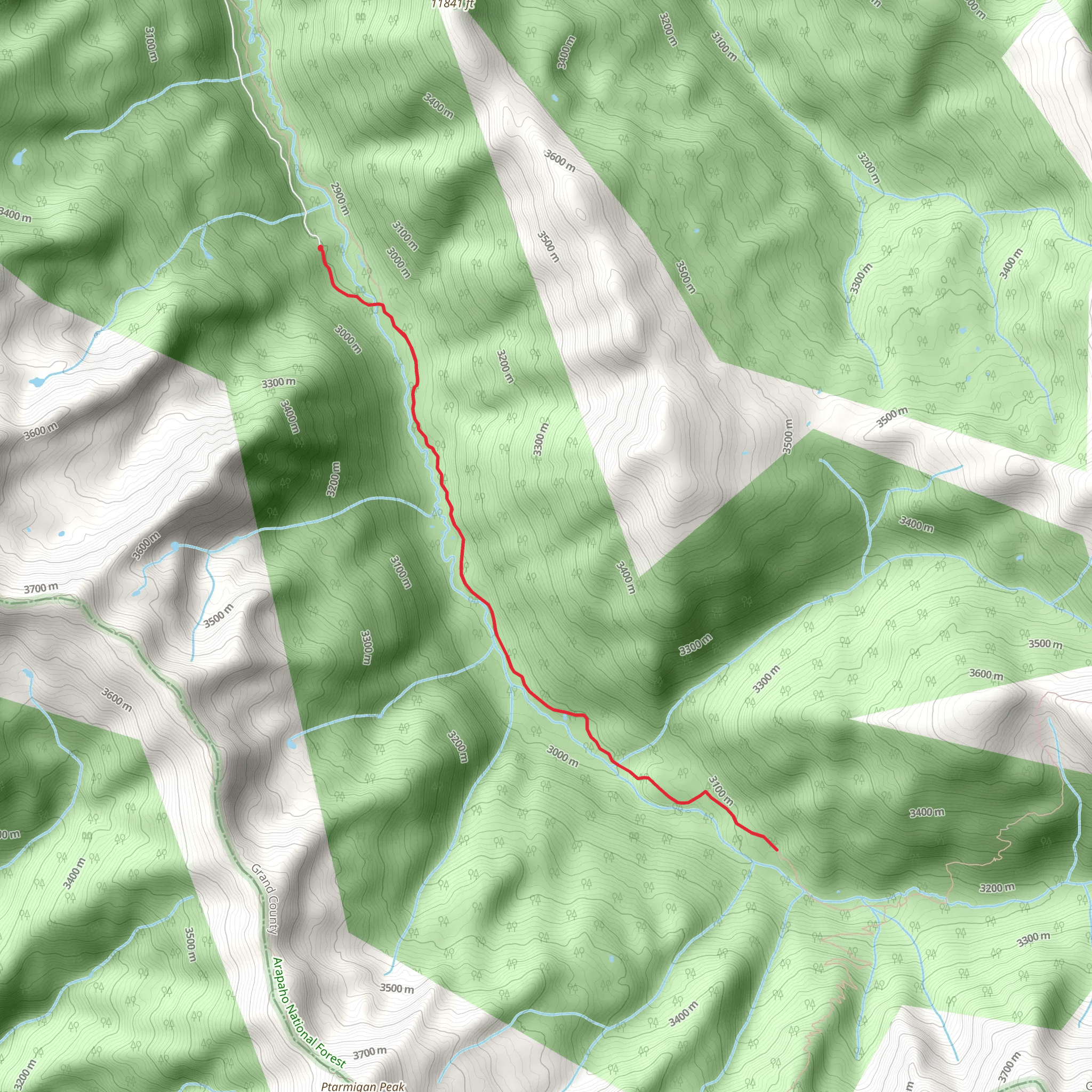 South Fork Trail - Short mobile static map
